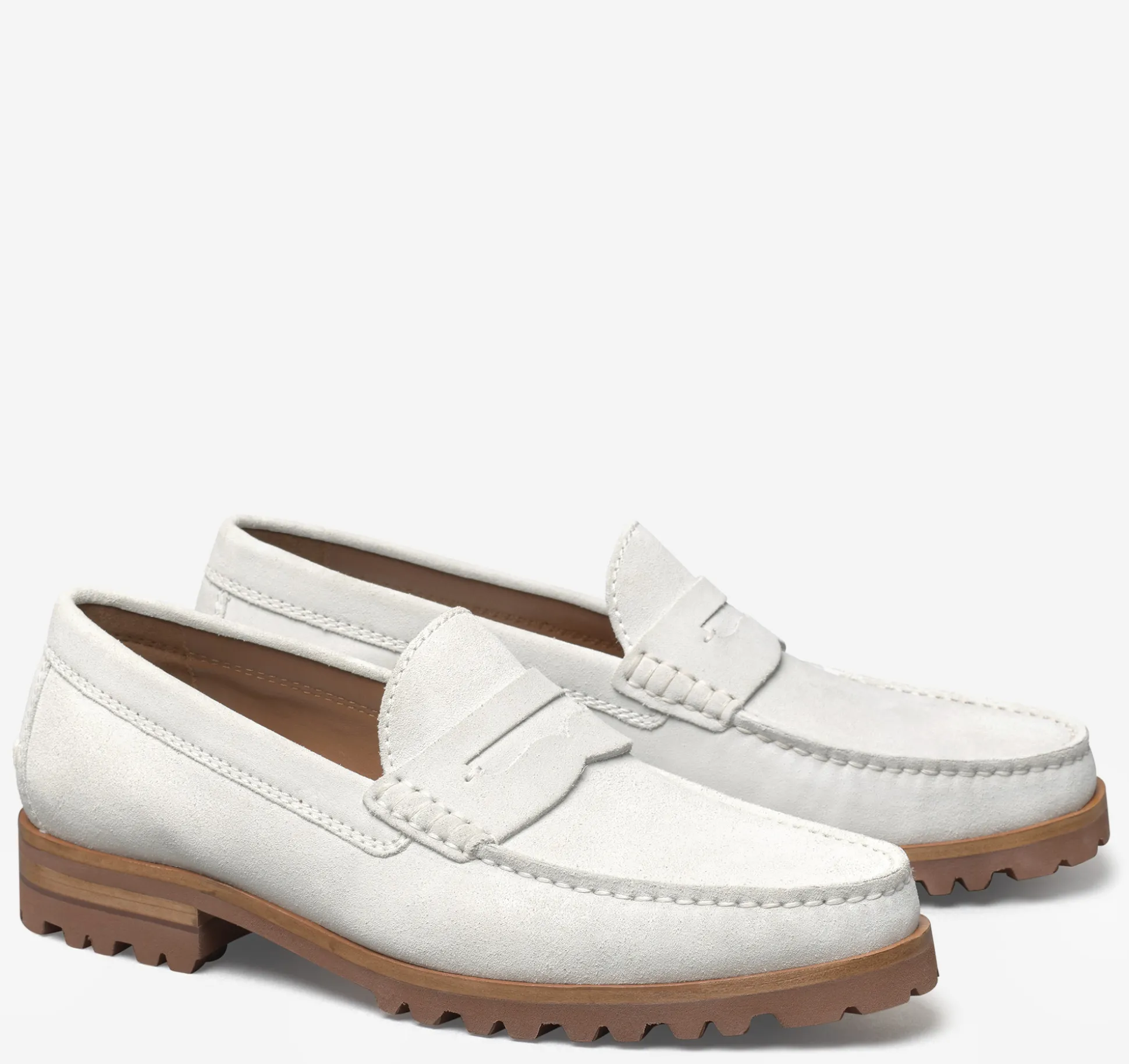 Slip-ons & Loafers^Johnston & Murphy Baldwin Lug Penny Loafer Off-WhiteEnglishSuede