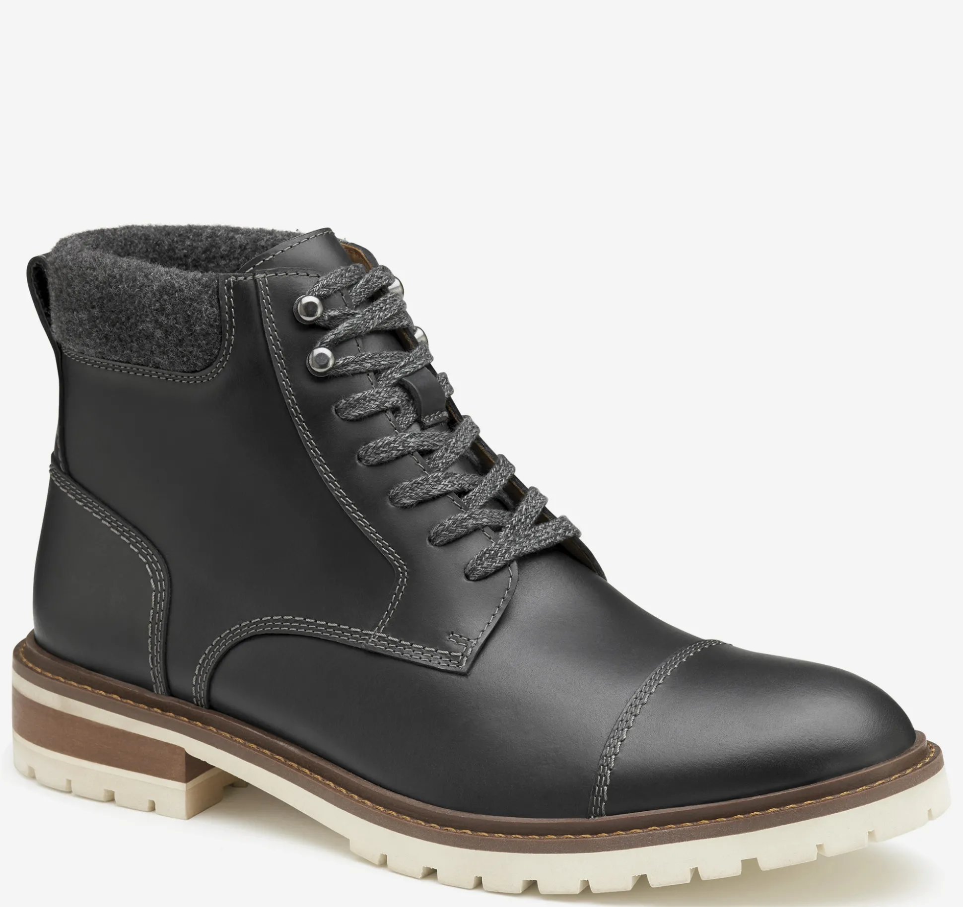 Boots^Johnston & Murphy Barrett Cap Toe Boot GrayFullGrain