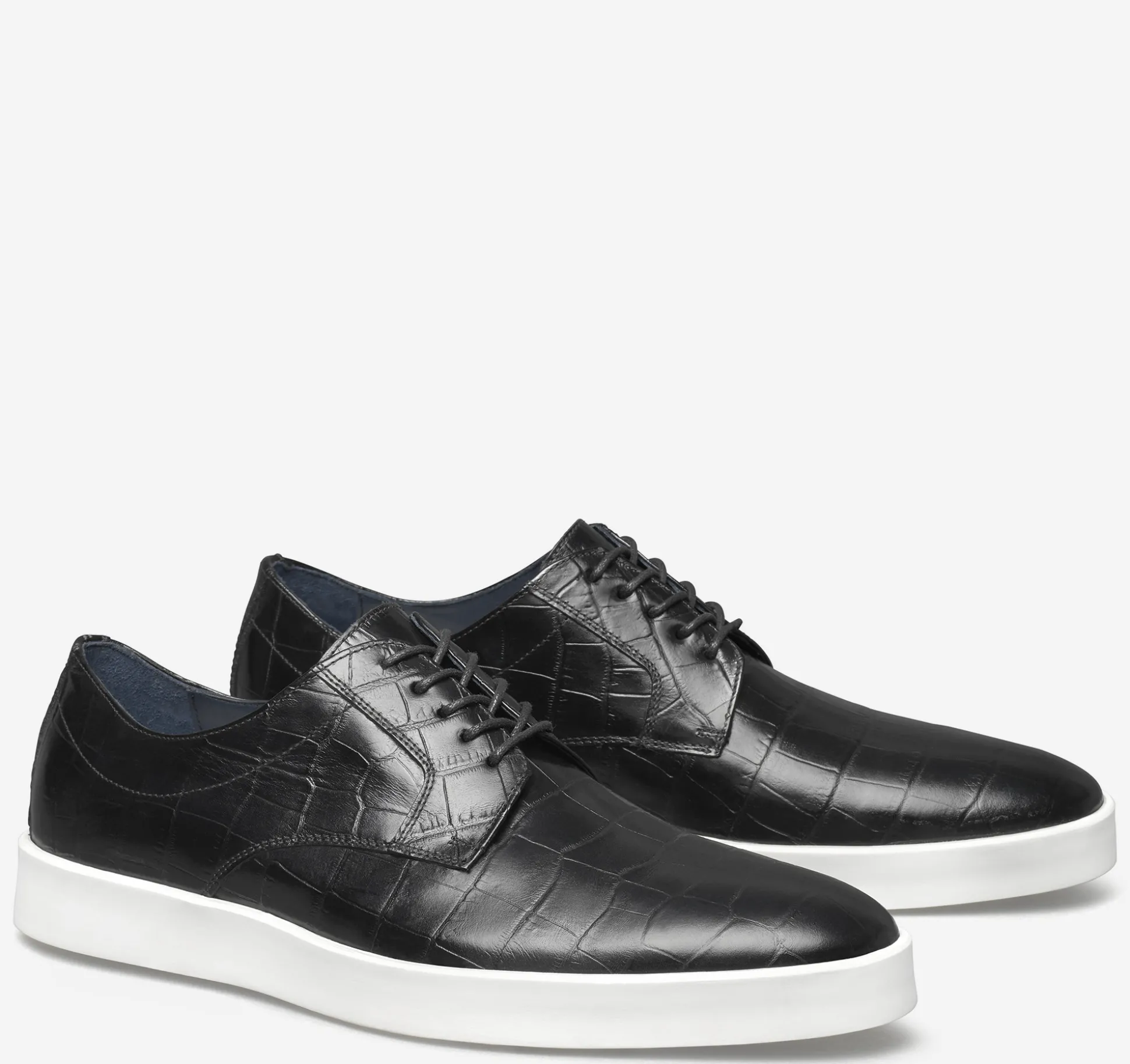 Dress Shoes | Lace-ups^Johnston & Murphy Bolivar Plain Toe BlackCrocEmbossedCalfskin