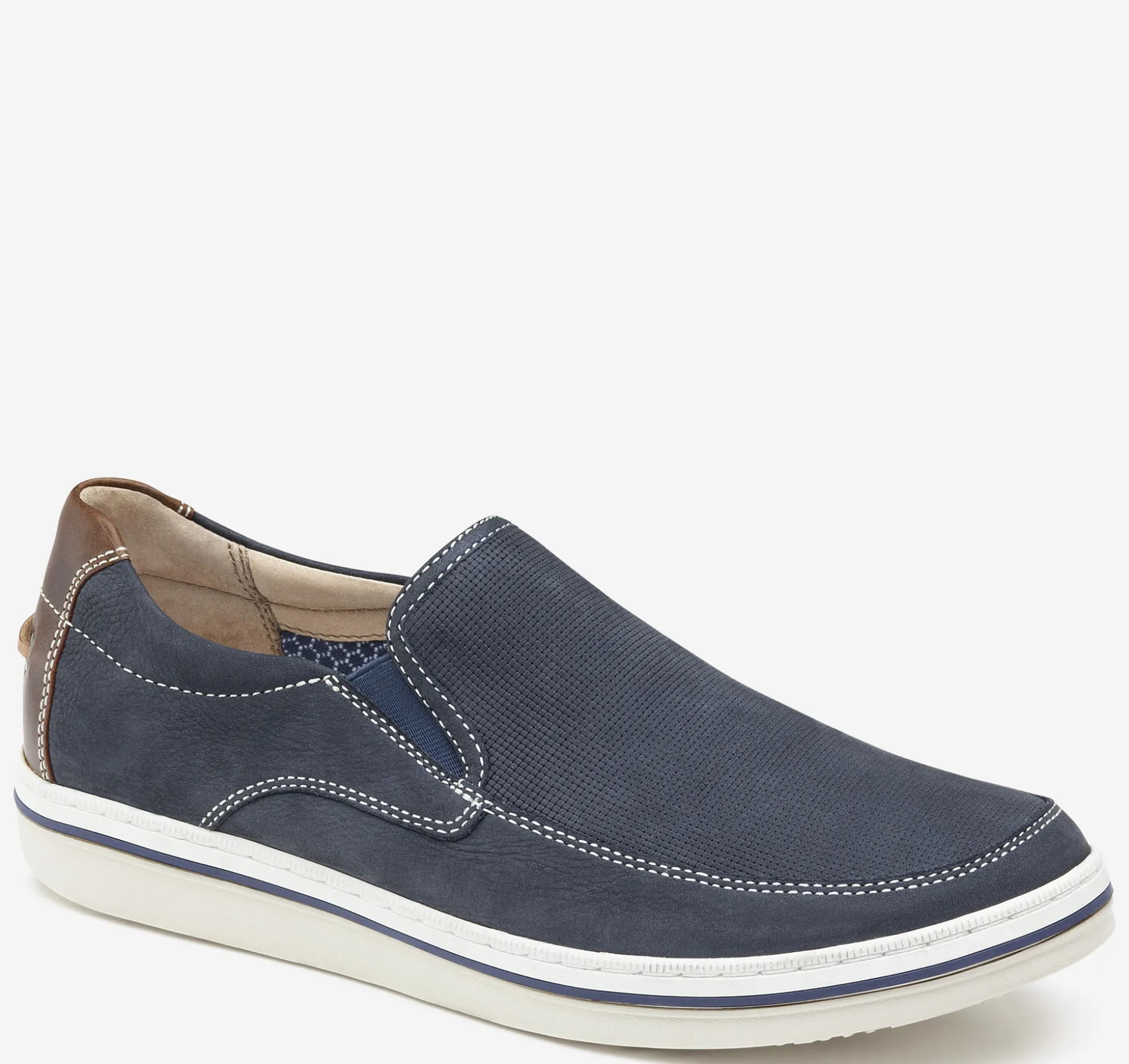 Slip-ons & Loafers^Johnston & Murphy Bowling Moc Venetian NavyEmbossedTumbledNubuck