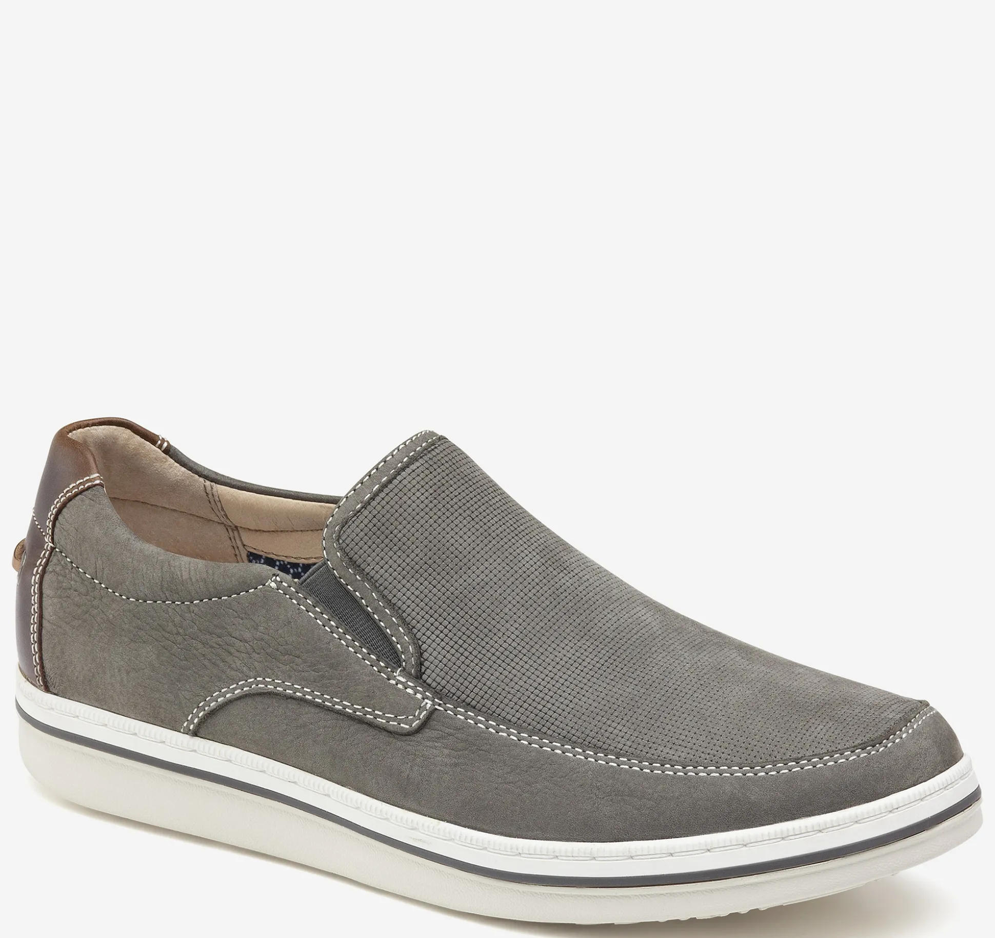 Slip-ons & Loafers^Johnston & Murphy Bowling Moc Venetian GrayEmbossedTumbledNubuck