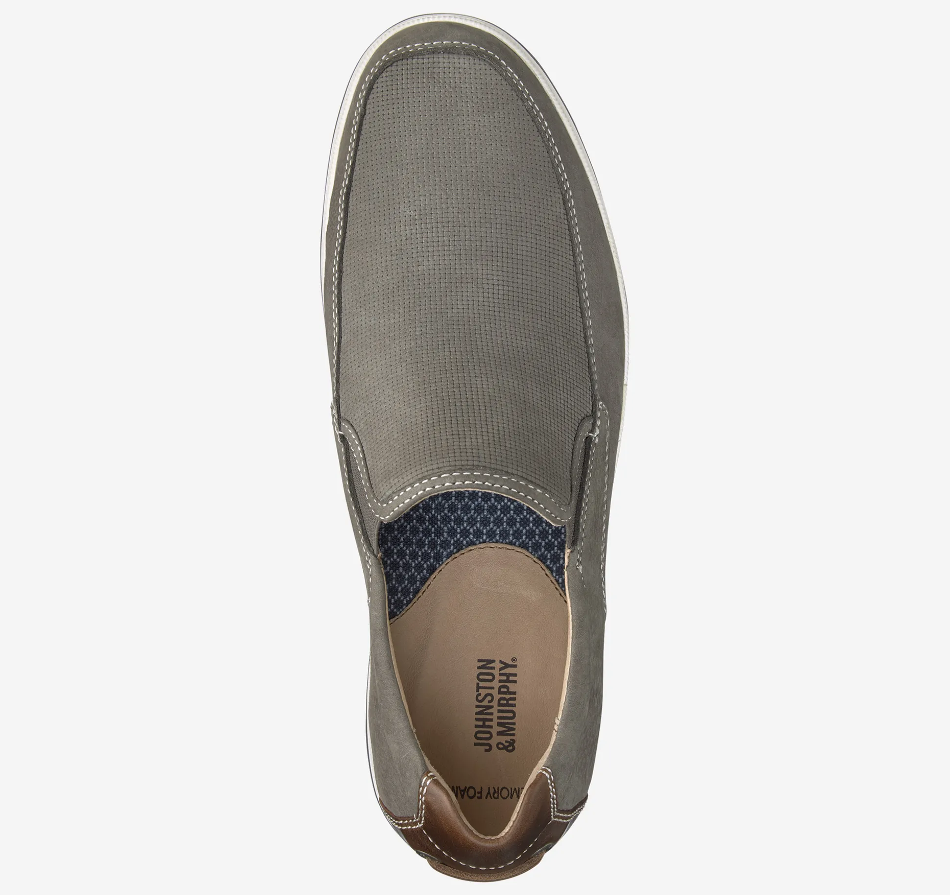 Slip-ons & Loafers^Johnston & Murphy Bowling Moc Venetian GrayEmbossedTumbledNubuck