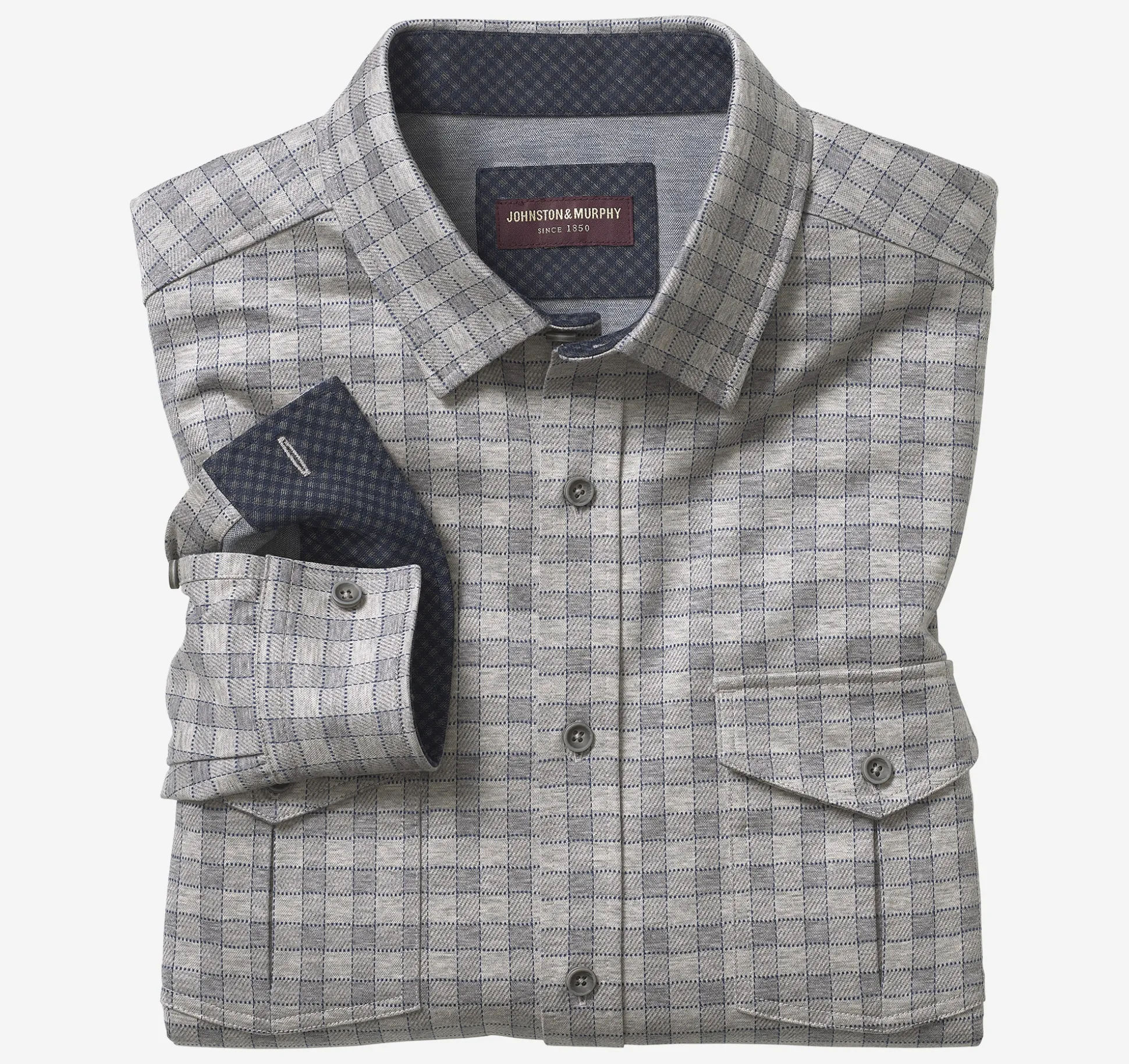 Sweaters & Knits^Johnston & Murphy Button-Front Knits LightGrayMiniGingham