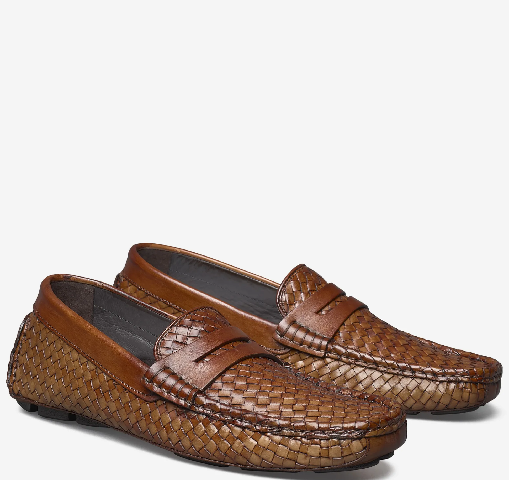 Slip-ons & Loafers^Johnston & Murphy Dayton Woven Penny Loafer BrownItalianCalfskin