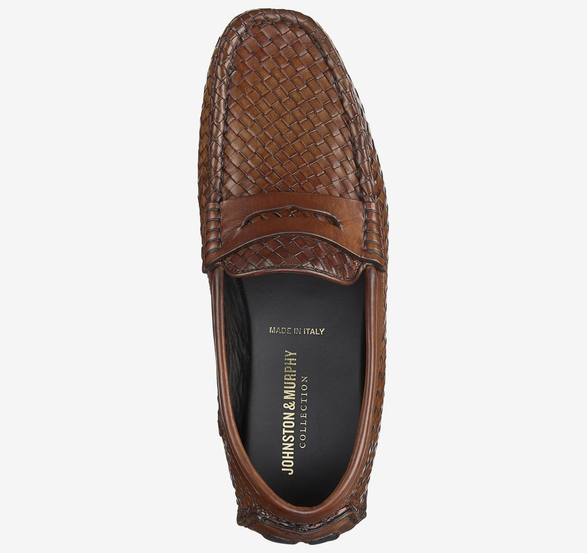 Slip-ons & Loafers^Johnston & Murphy Dayton Woven Penny Loafer BrownItalianCalfskin