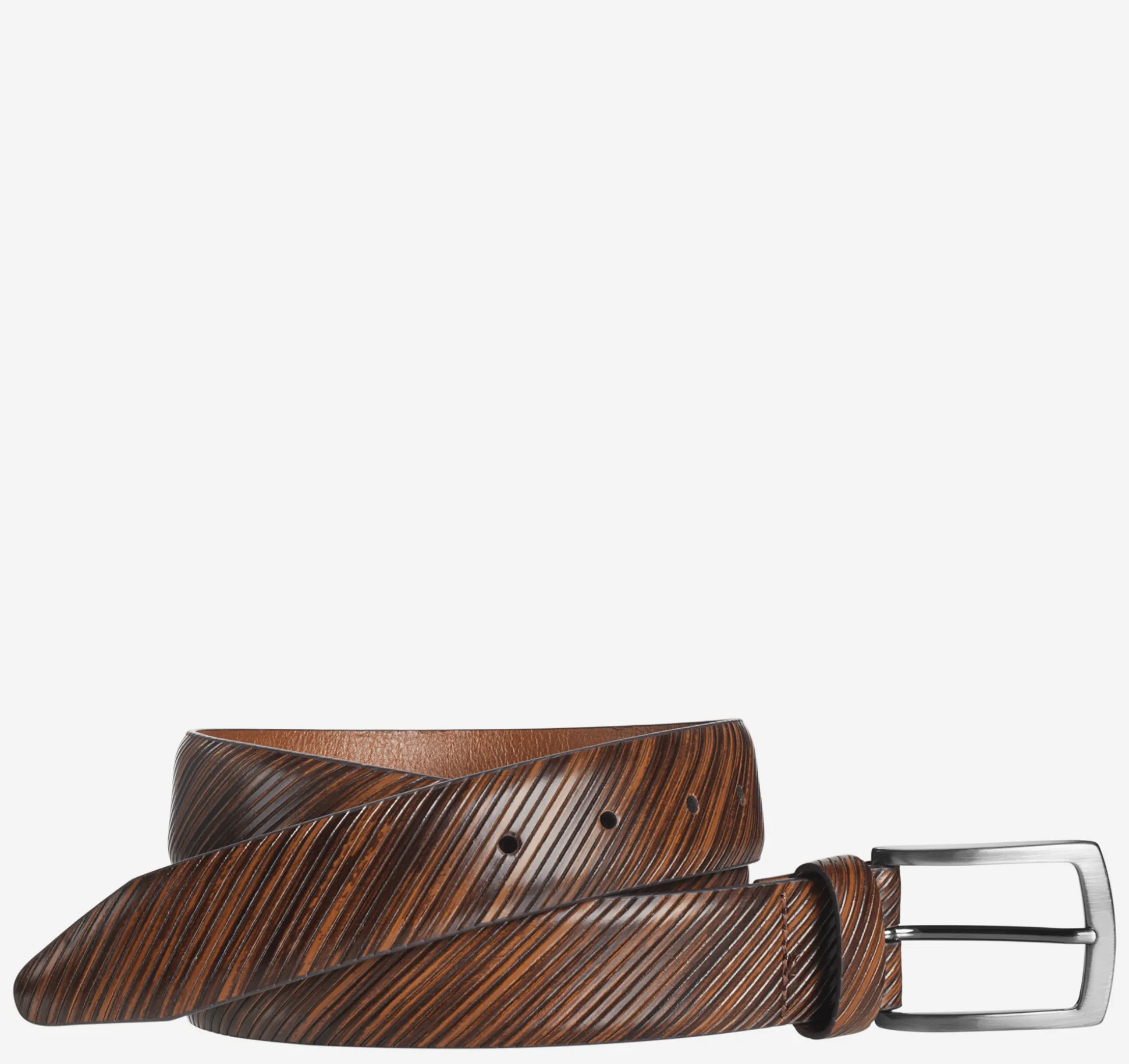 Belts^Johnston & Murphy Diagonal-Etched Belt Tan