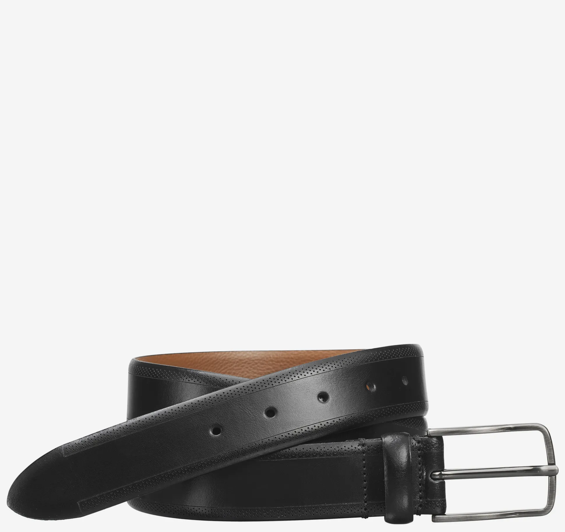 Belts^Johnston & Murphy Edge-Perfed Embossed Belt Black
