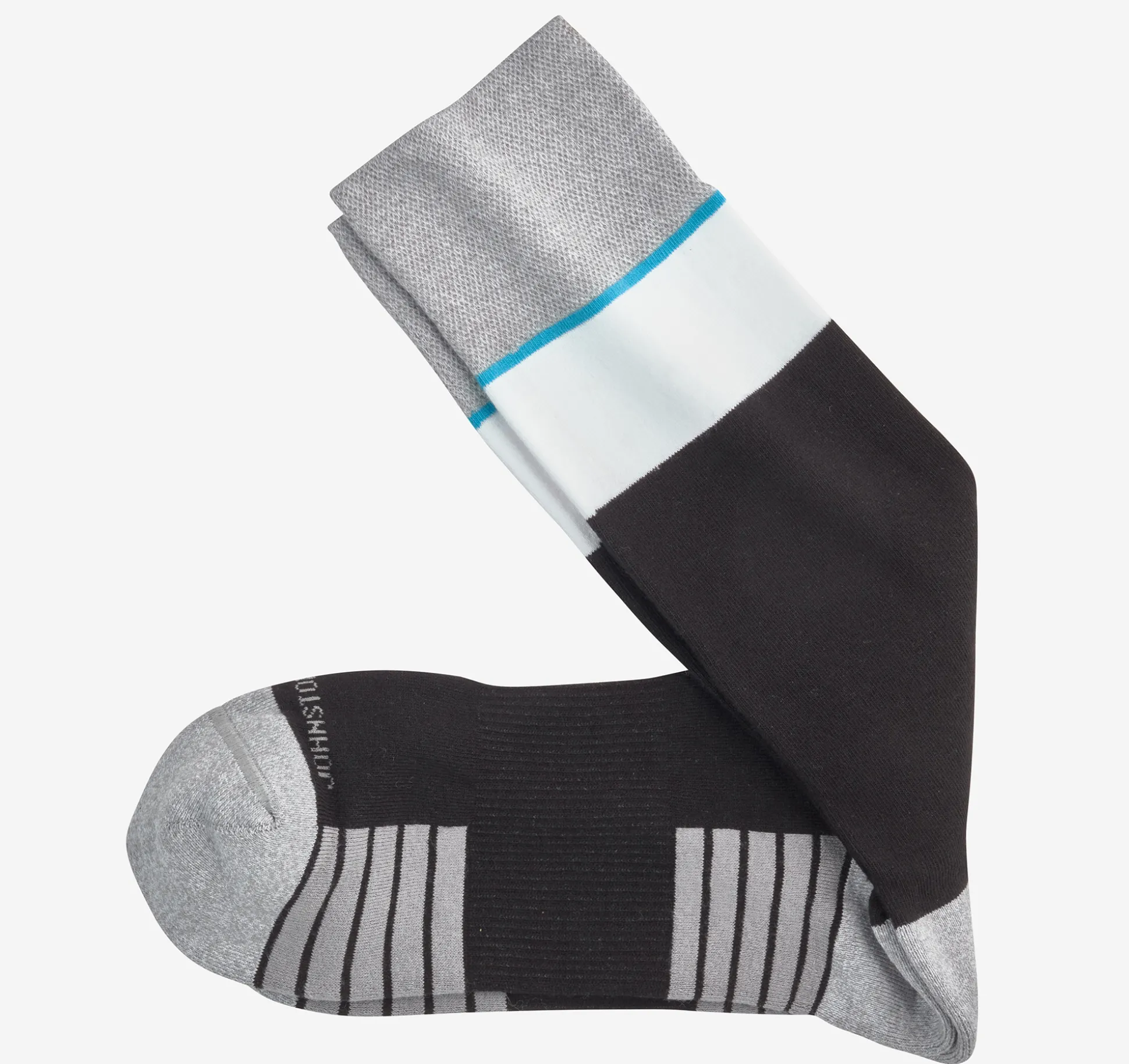 Socks^Johnston & Murphy First in Comfort Block Stripe Socks Black