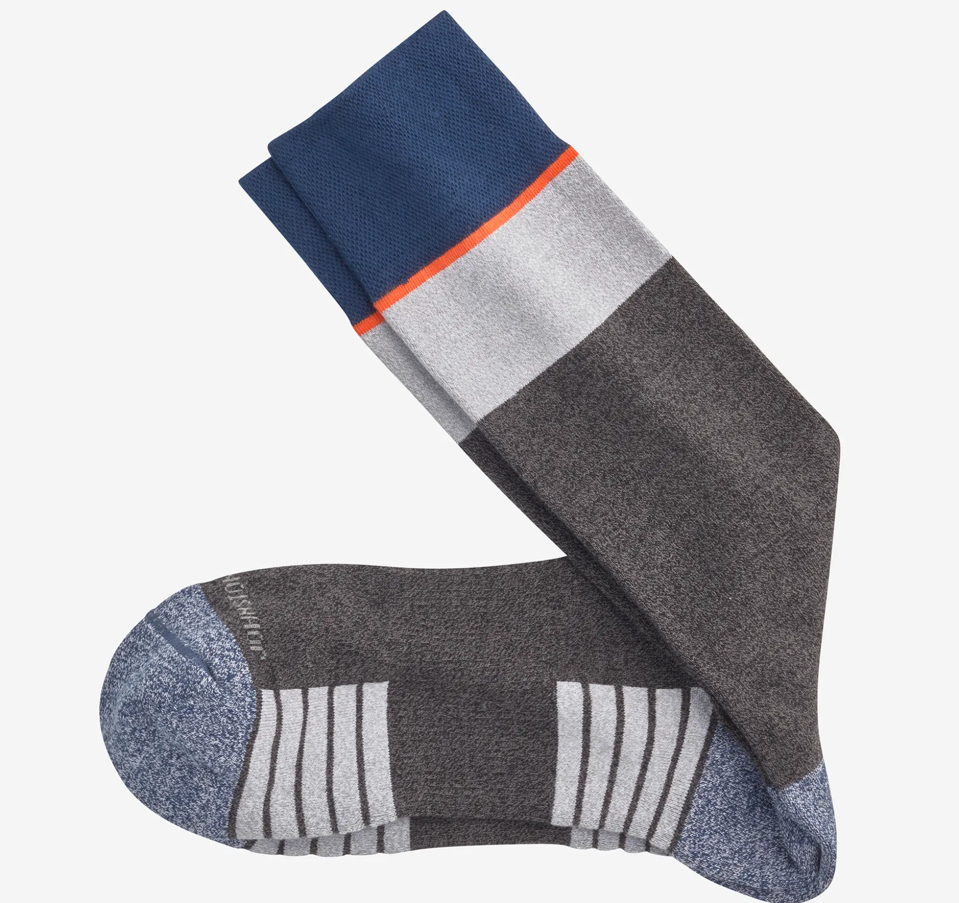 Socks^Johnston & Murphy First in Comfort Block Stripe Socks Grey
