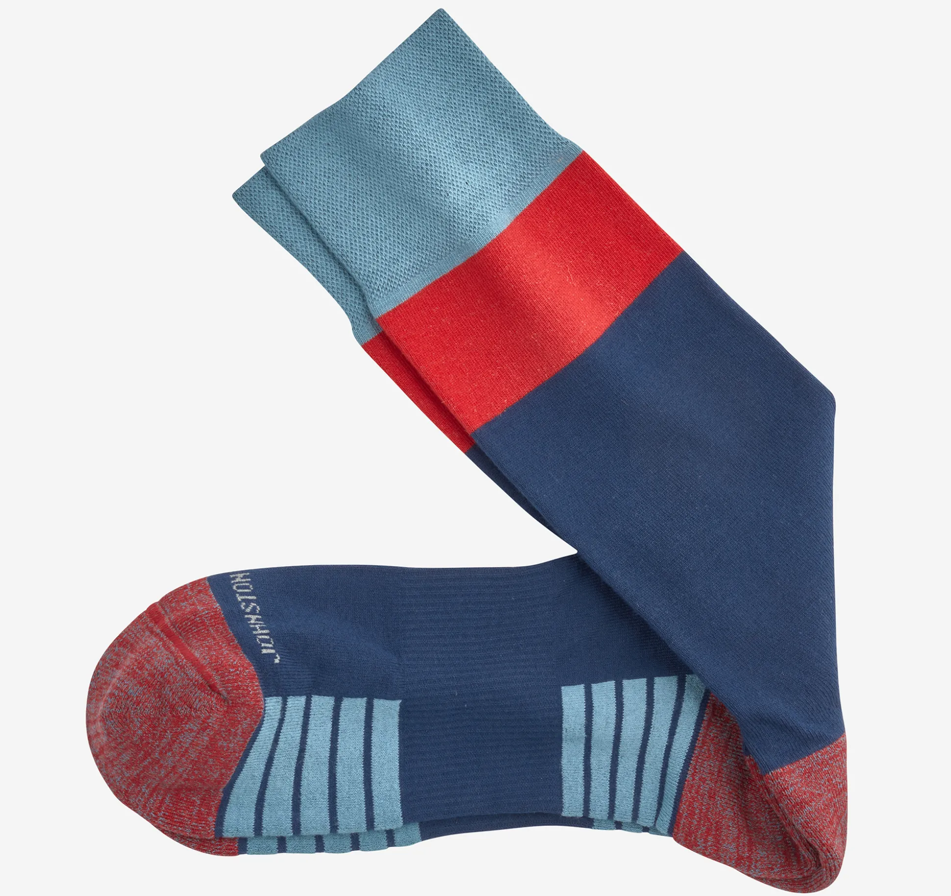 Socks^Johnston & Murphy First in Comfort Block Stripe Socks Blue
