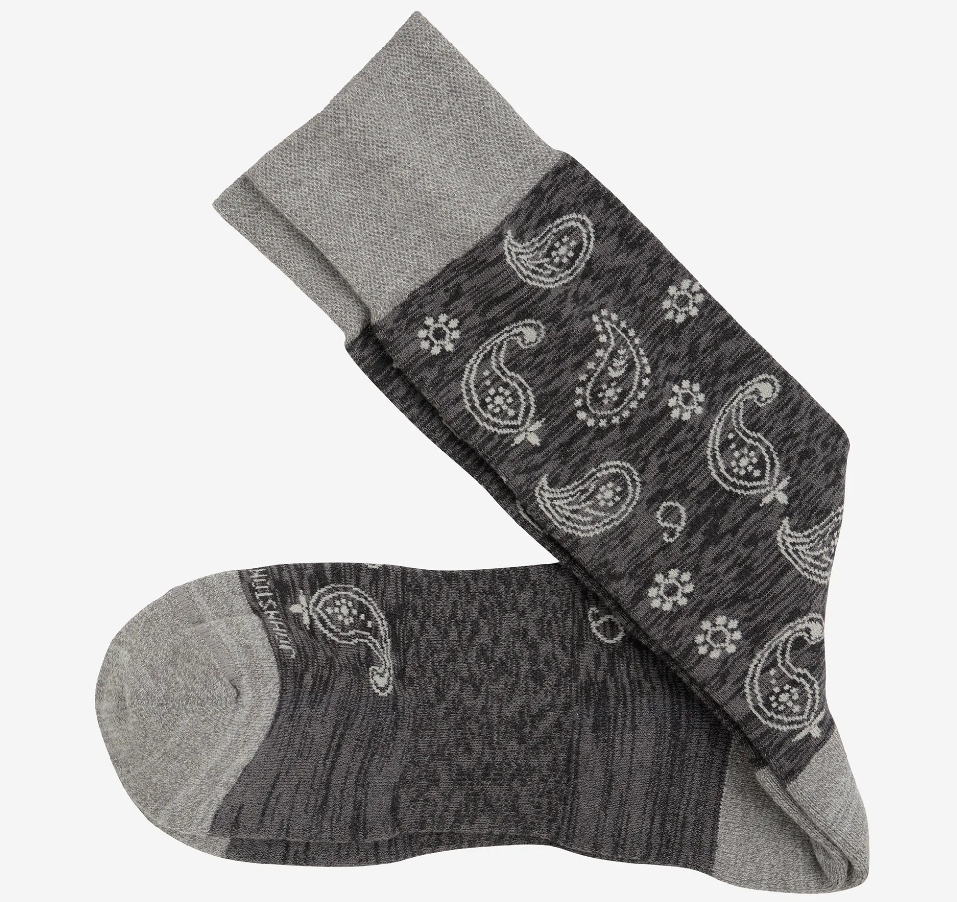 Socks^Johnston & Murphy First in Comfort Socks CharcoalPaisley