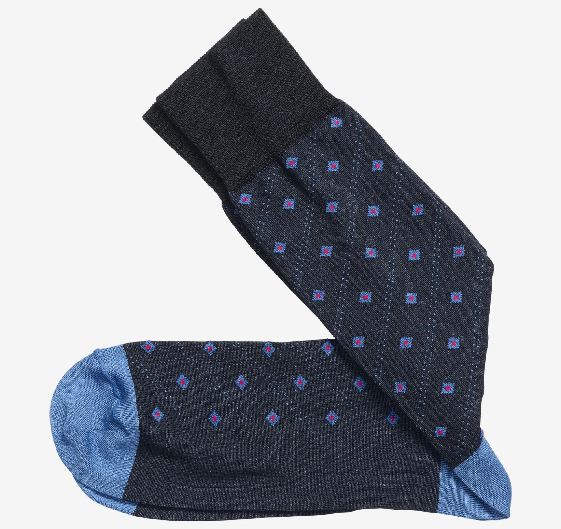 Socks^Johnston & Murphy Floating Diamonds Socks Navy