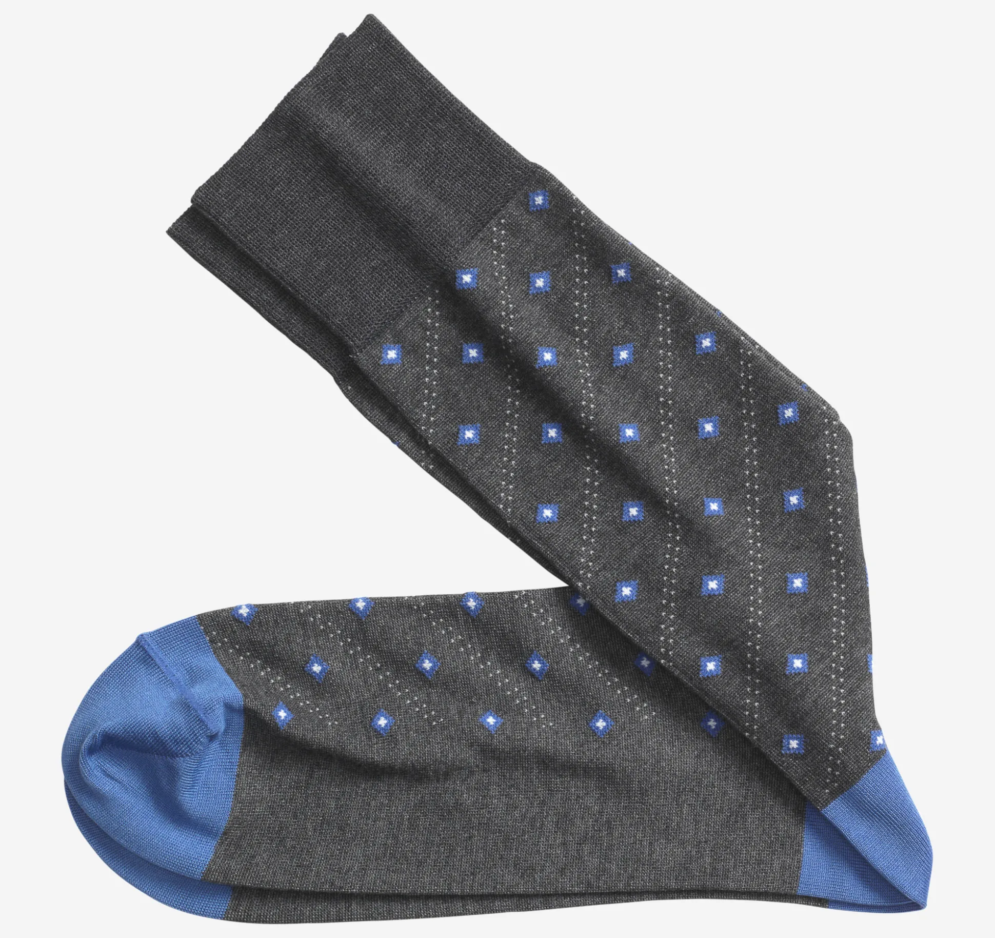 Socks^Johnston & Murphy Floating Diamonds Socks Charcoal