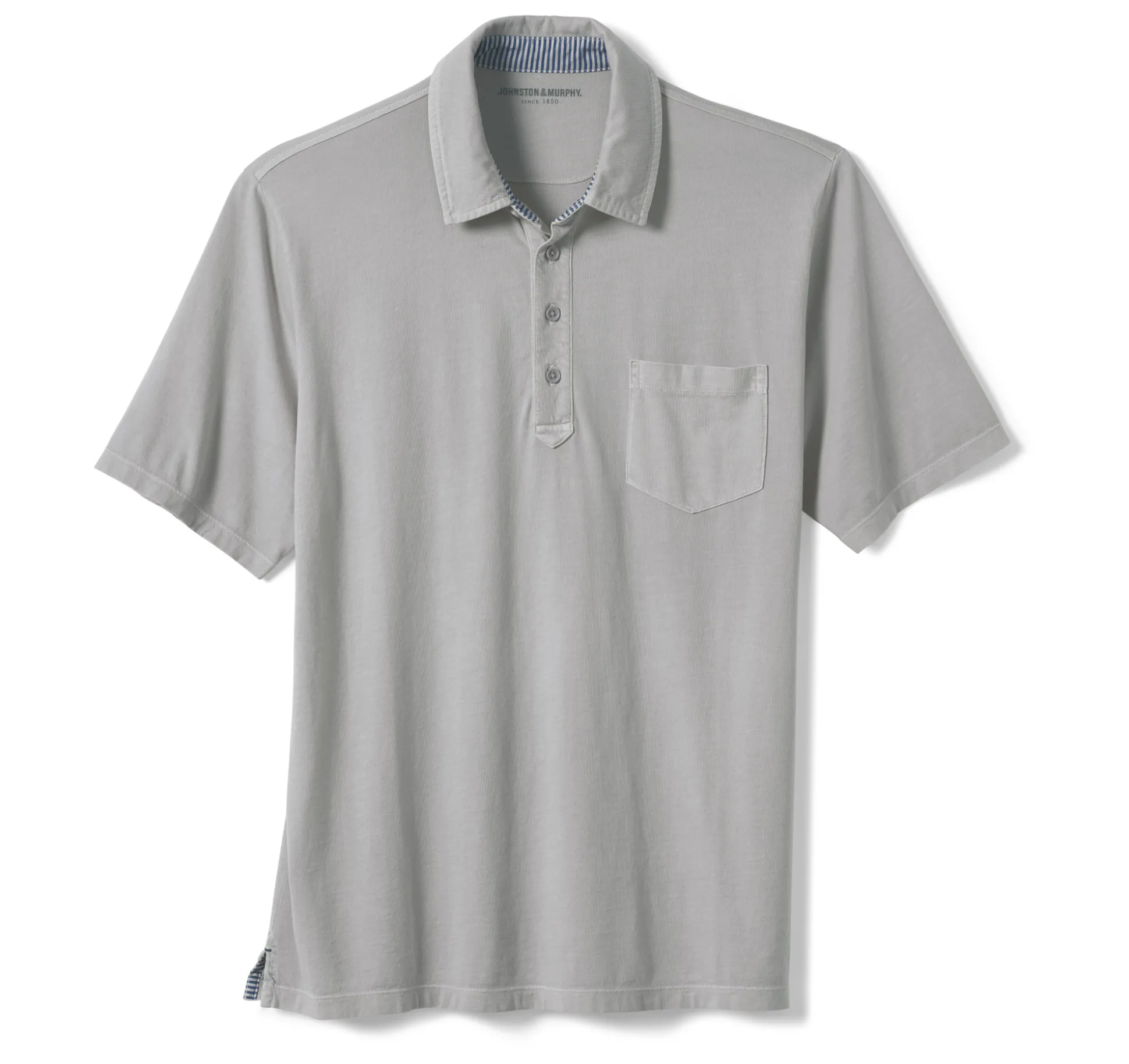 Polos & Tees^Johnston & Murphy Garment Dyed Polo Gray