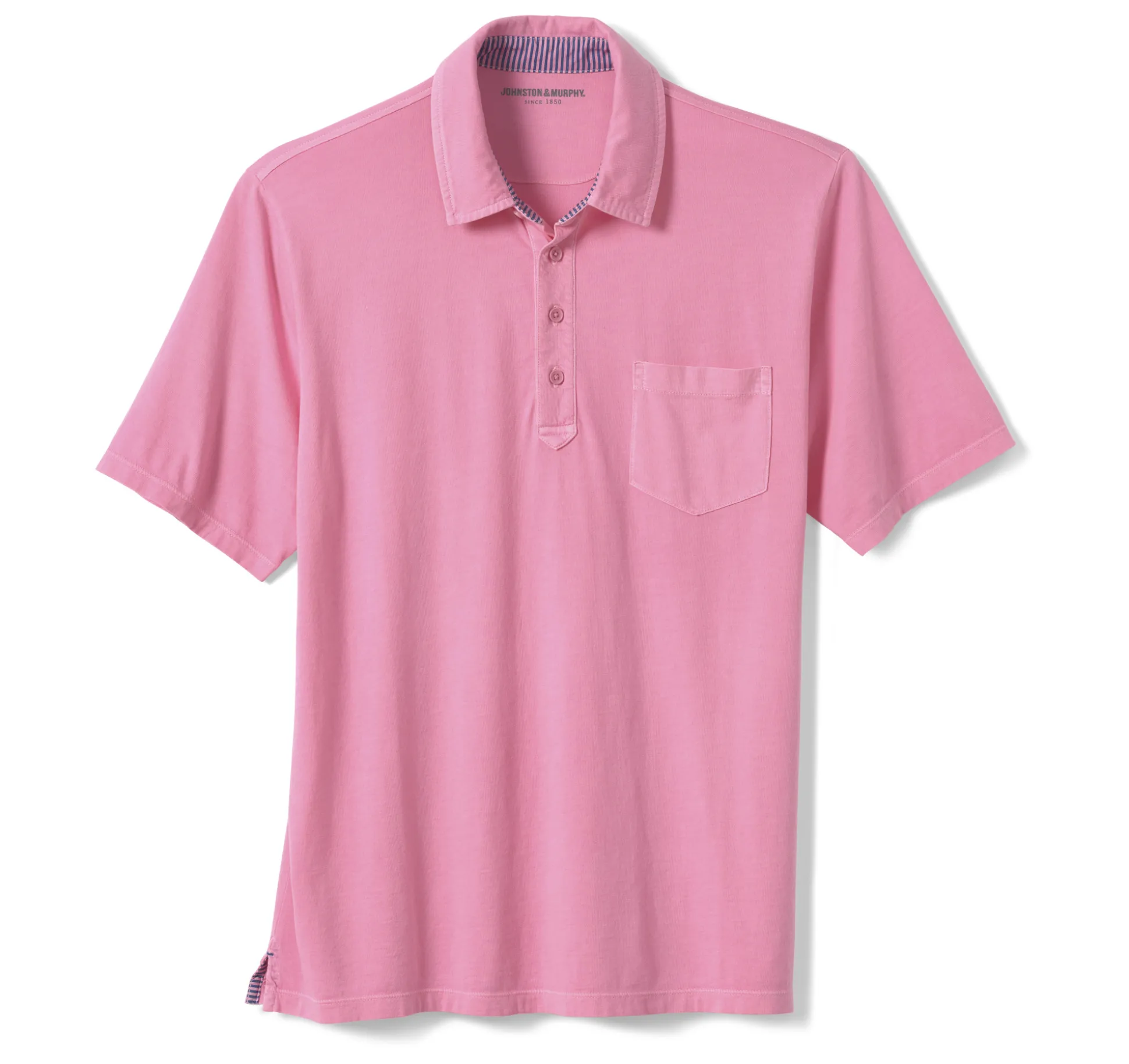 Polos & Tees^Johnston & Murphy Garment Dyed Polo Pink