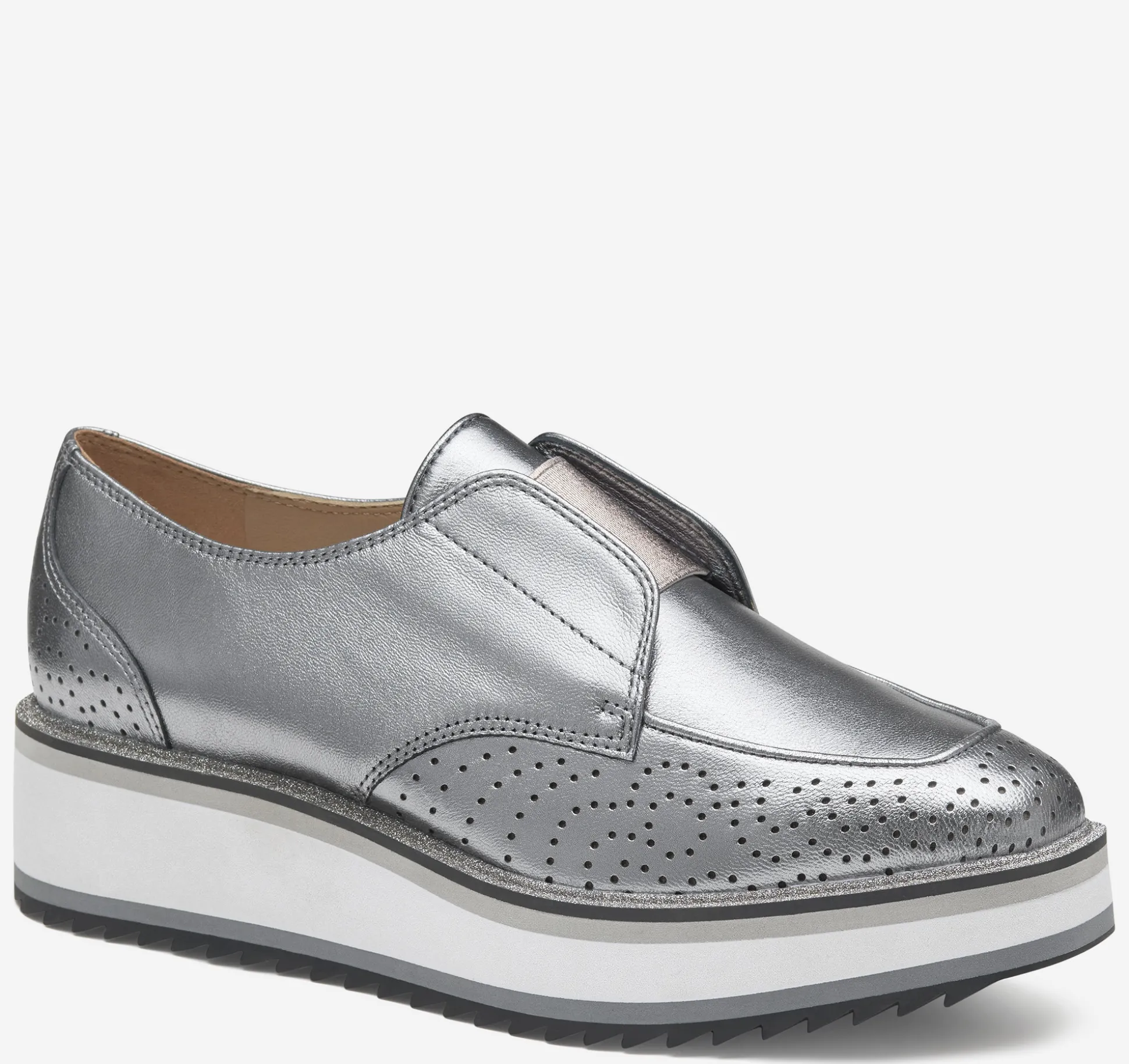 Mules & Loafers^Johnston & Murphy Gracelyn Gore Oxford PewterMetallicItalianSheepskin