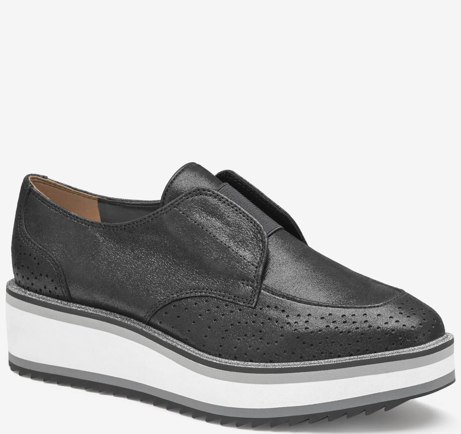 Mules & Loafers^Johnston & Murphy Gracelyn Gore Oxford BlackMetallicKidSuede