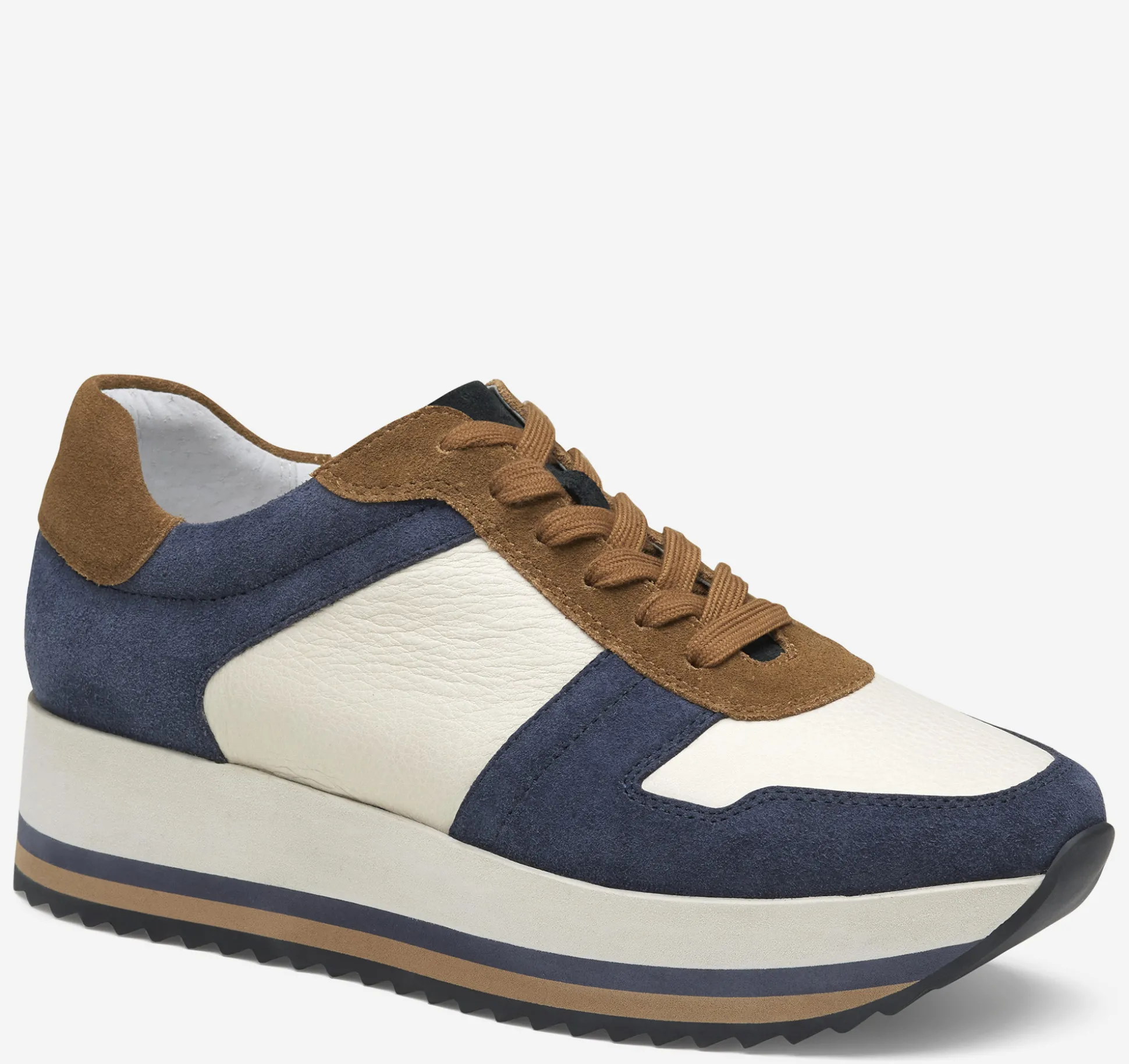 Sneakers^Johnston & Murphy Gracie Colorblock Lace-Up NavySuede/BoneCalfskin