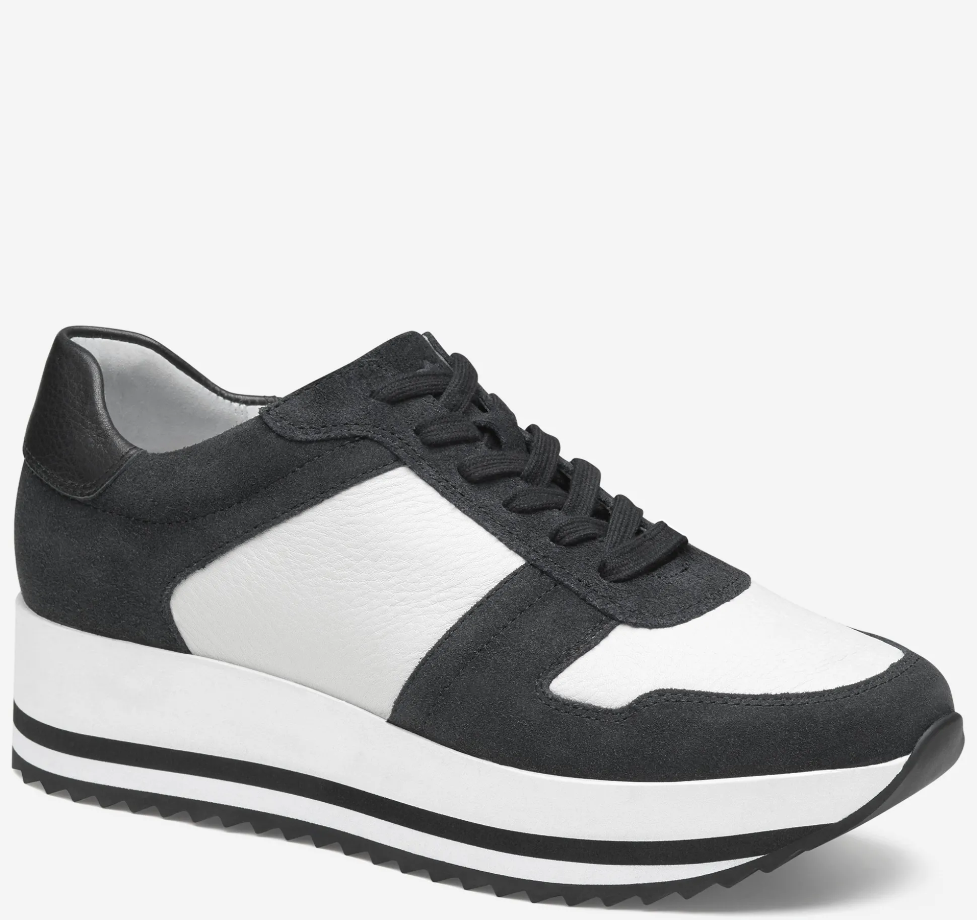 Sneakers^Johnston & Murphy Gracie Colorblock Lace-Up BlackSuede/WhiteCalfskin