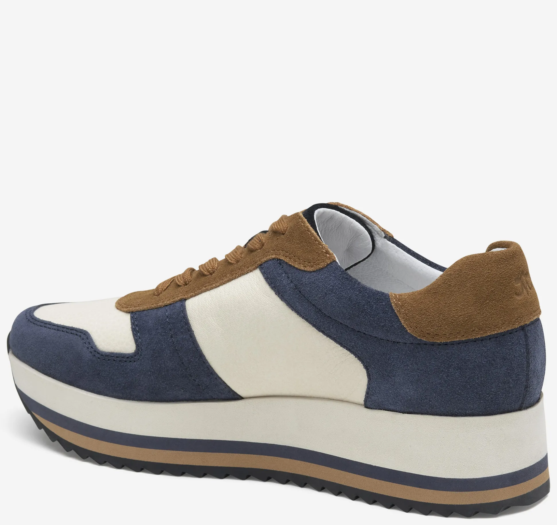 Sneakers^Johnston & Murphy Gracie Colorblock Lace-Up NavySuede/BoneCalfskin