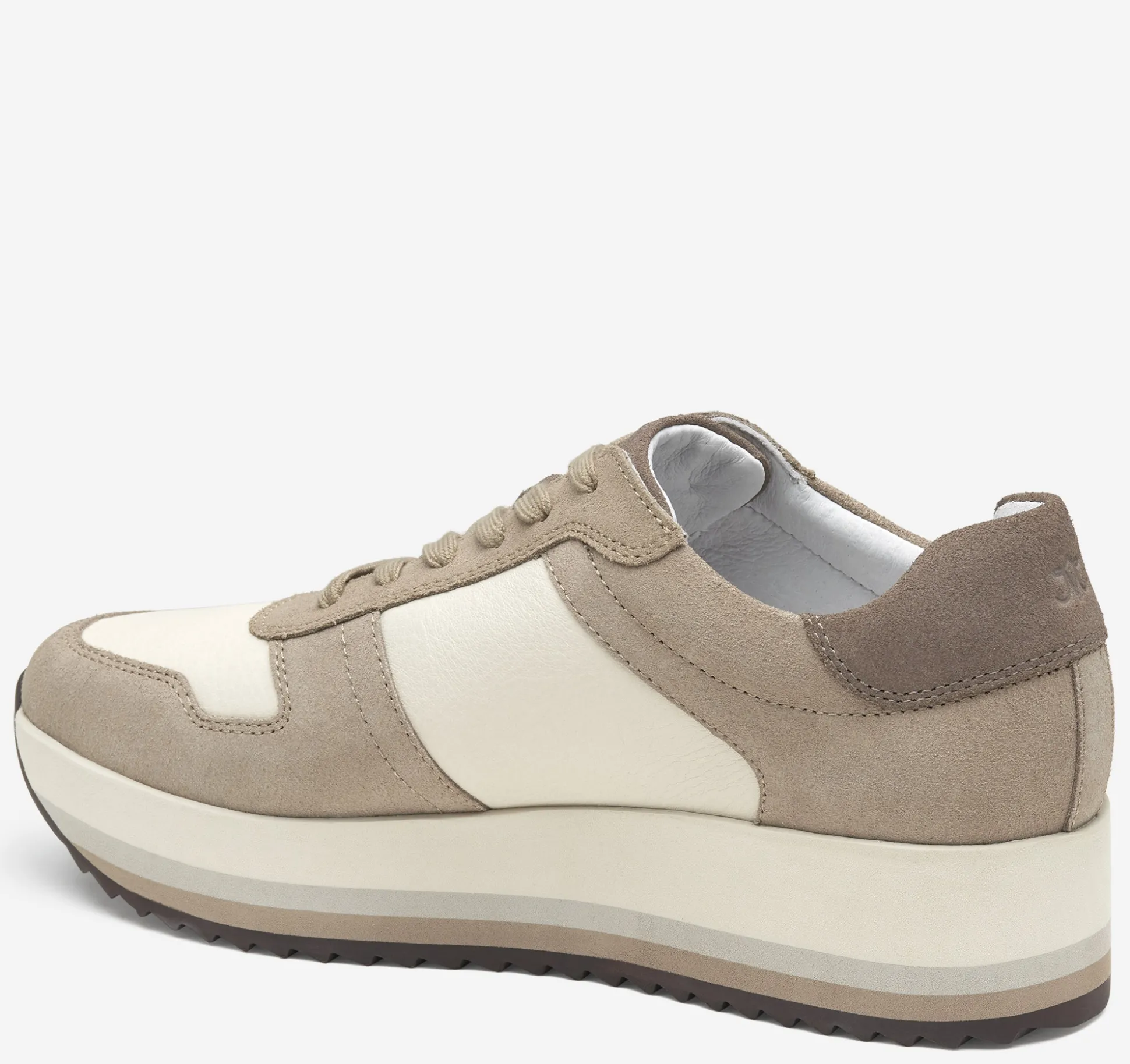 Sneakers^Johnston & Murphy Gracie Colorblock Lace-Up TaupeSuede/BoneCalfskin