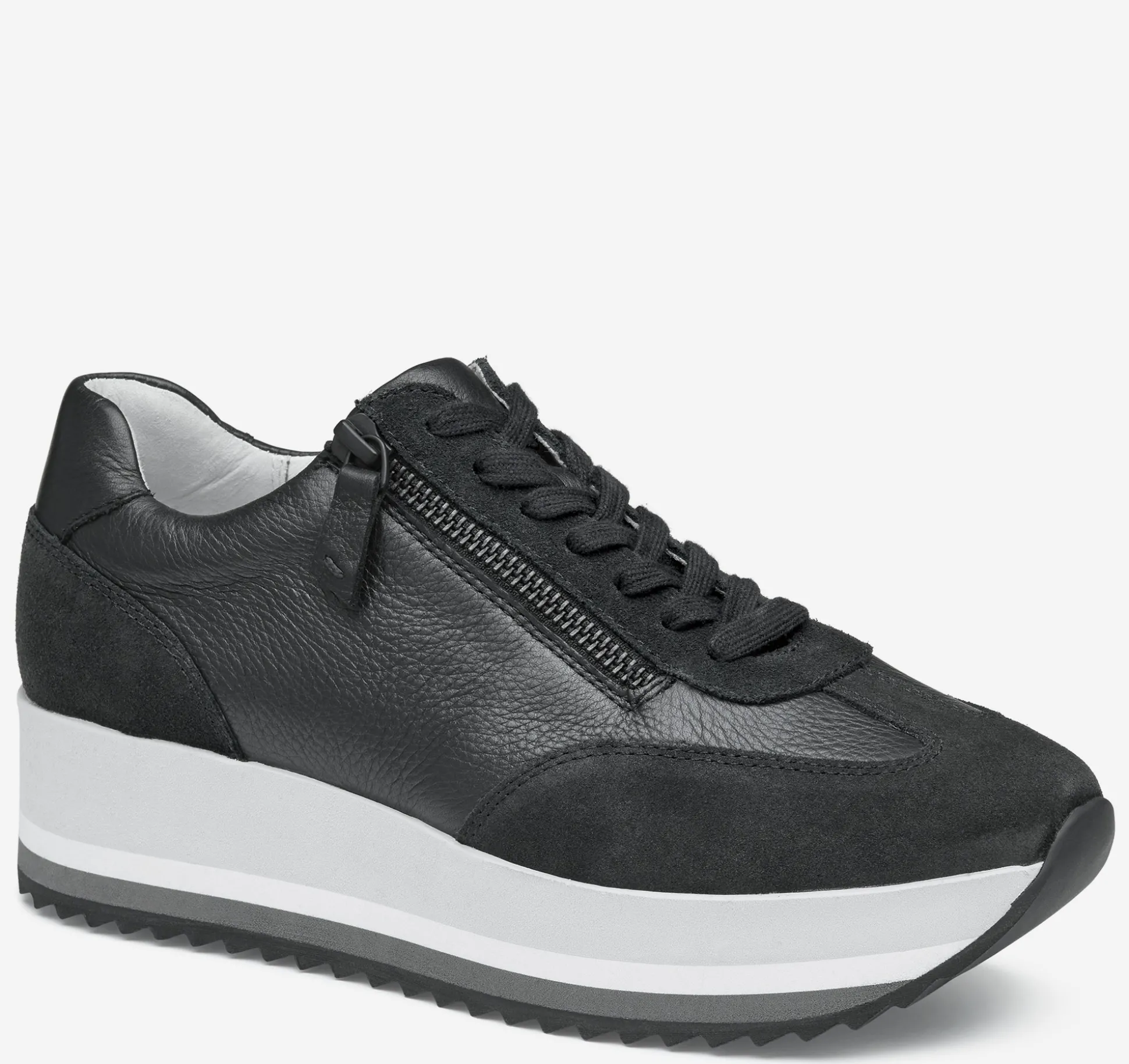 Sneakers^Johnston & Murphy Gracie Side-Zip Lace Up BlackCalfskin/Suede