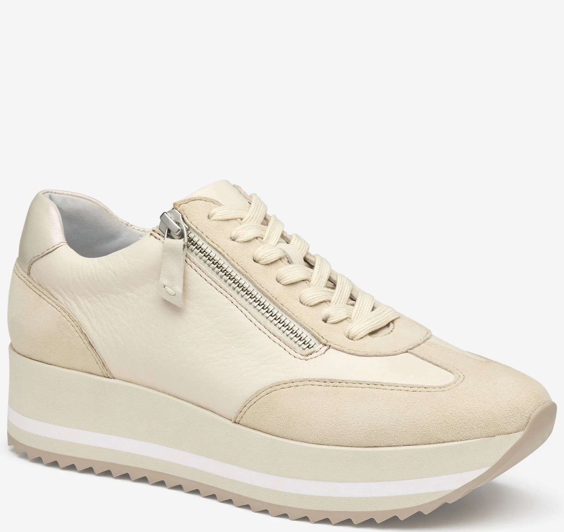 Sneakers^Johnston & Murphy Gracie Side-Zip Lace Up BoneCalfskin/Suede