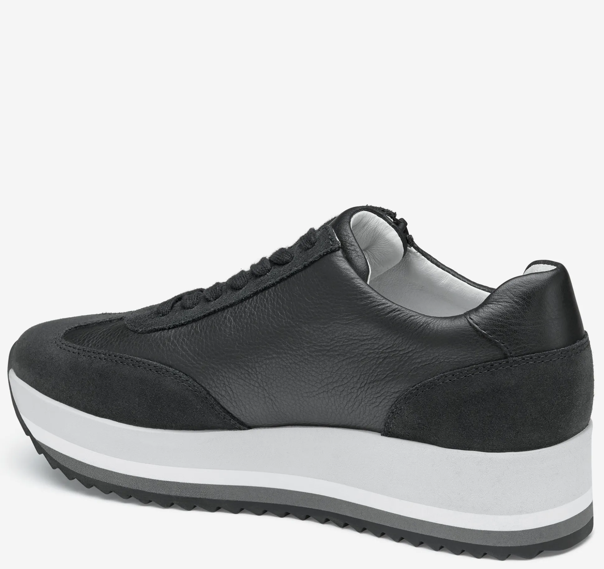 Sneakers^Johnston & Murphy Gracie Side-Zip Lace Up BlackCalfskin/Suede