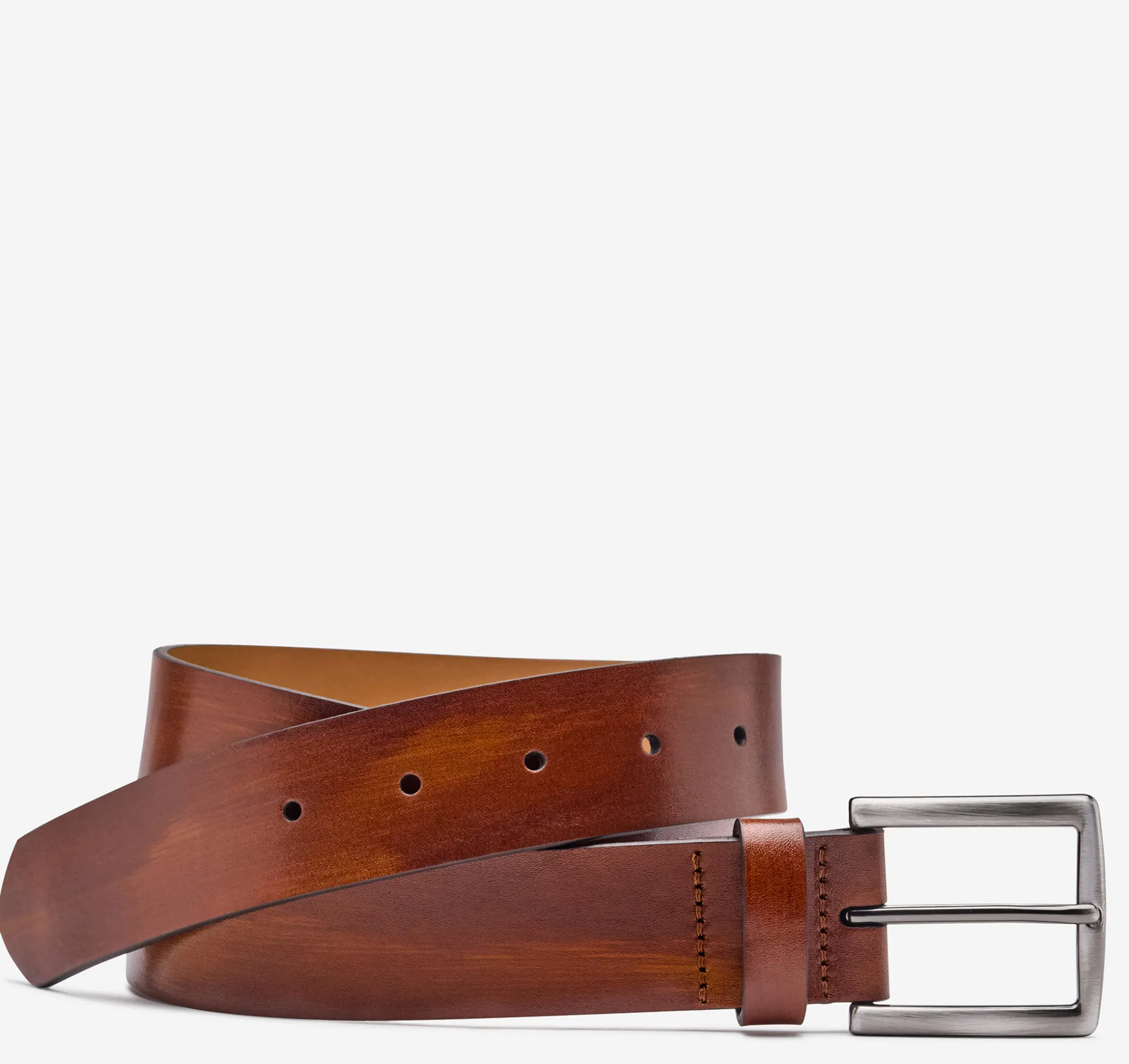 Belts^Johnston & Murphy Hand-Stained Flat-Edge Belt Brown