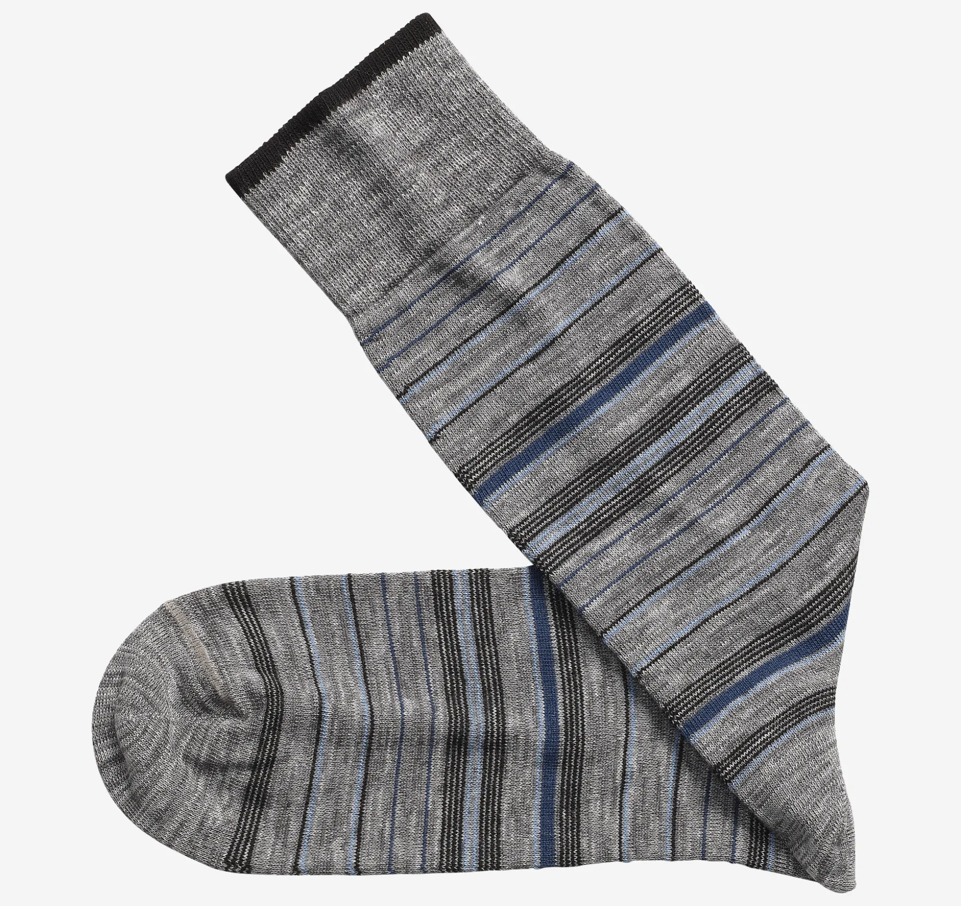 Socks^Johnston & Murphy Heather Stripe Socks GrayVariegatedStripe
