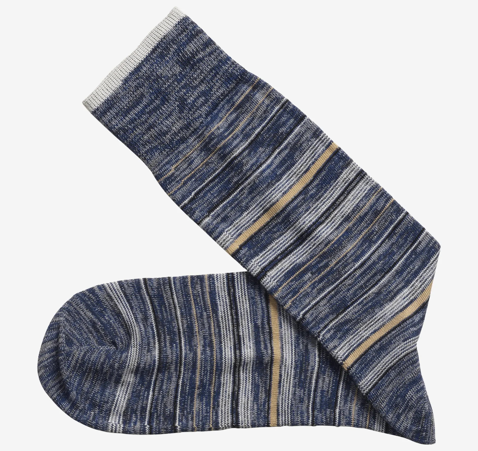 Socks^Johnston & Murphy Heather Stripe Socks NavyVariegatedStripe