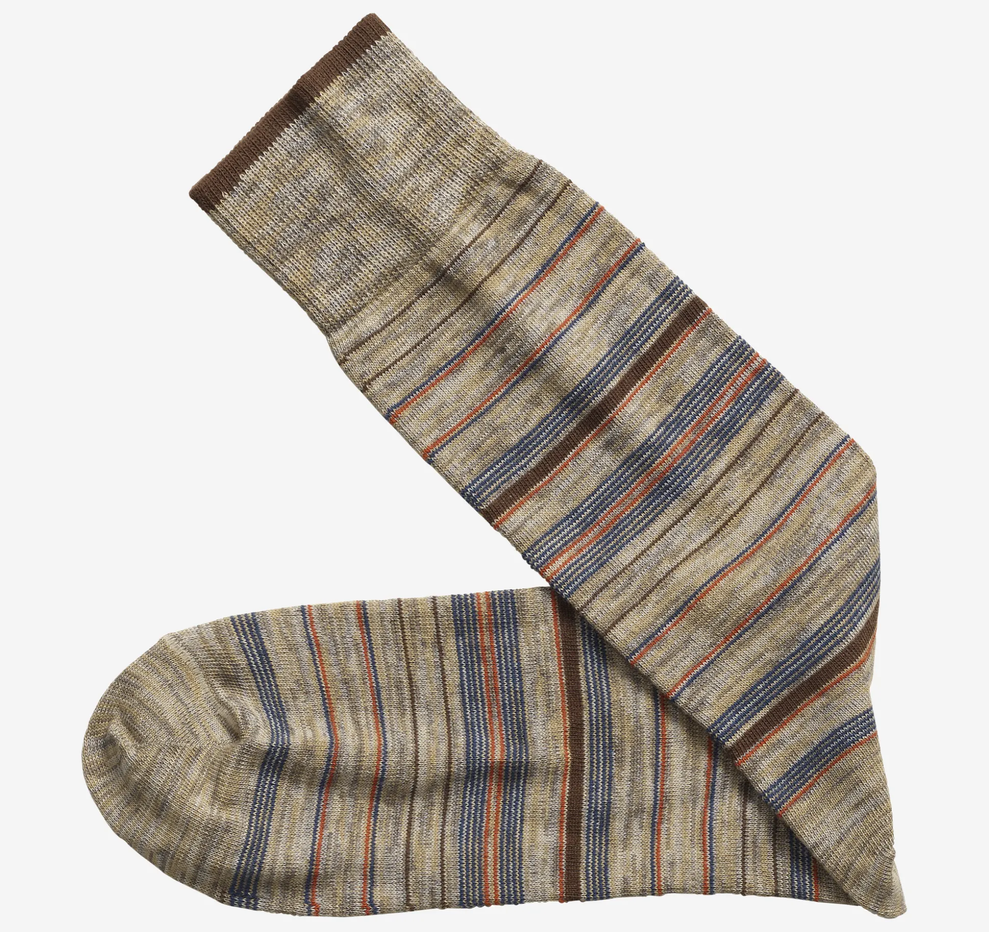 Socks^Johnston & Murphy Heather Stripe Socks KhakiVariegatedStripe