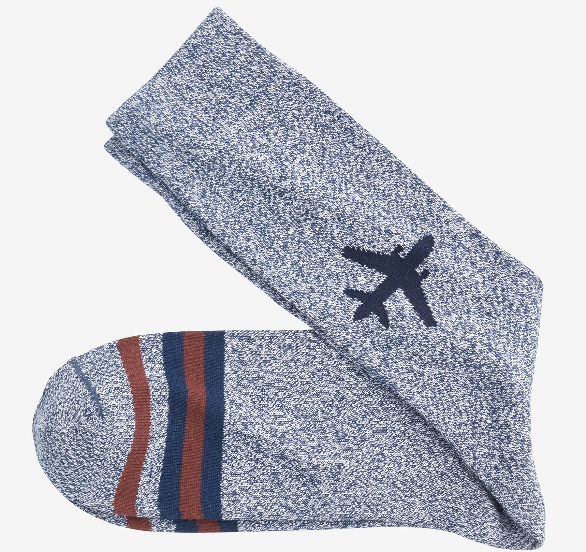 Socks^Johnston & Murphy Heathered Boot Socks NavyAirplane