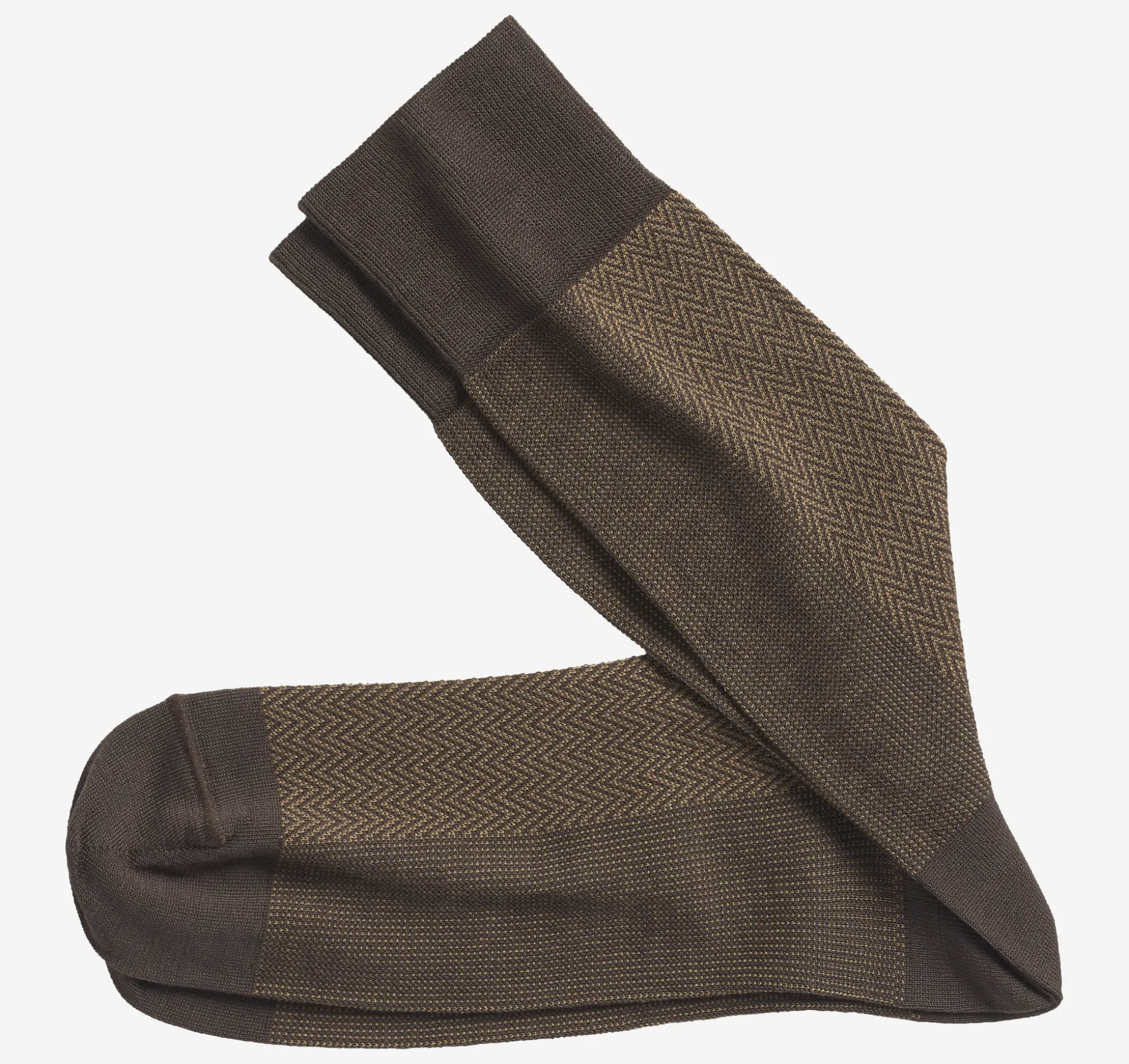 Socks^Johnston & Murphy Herringbone Panel Socks Brown