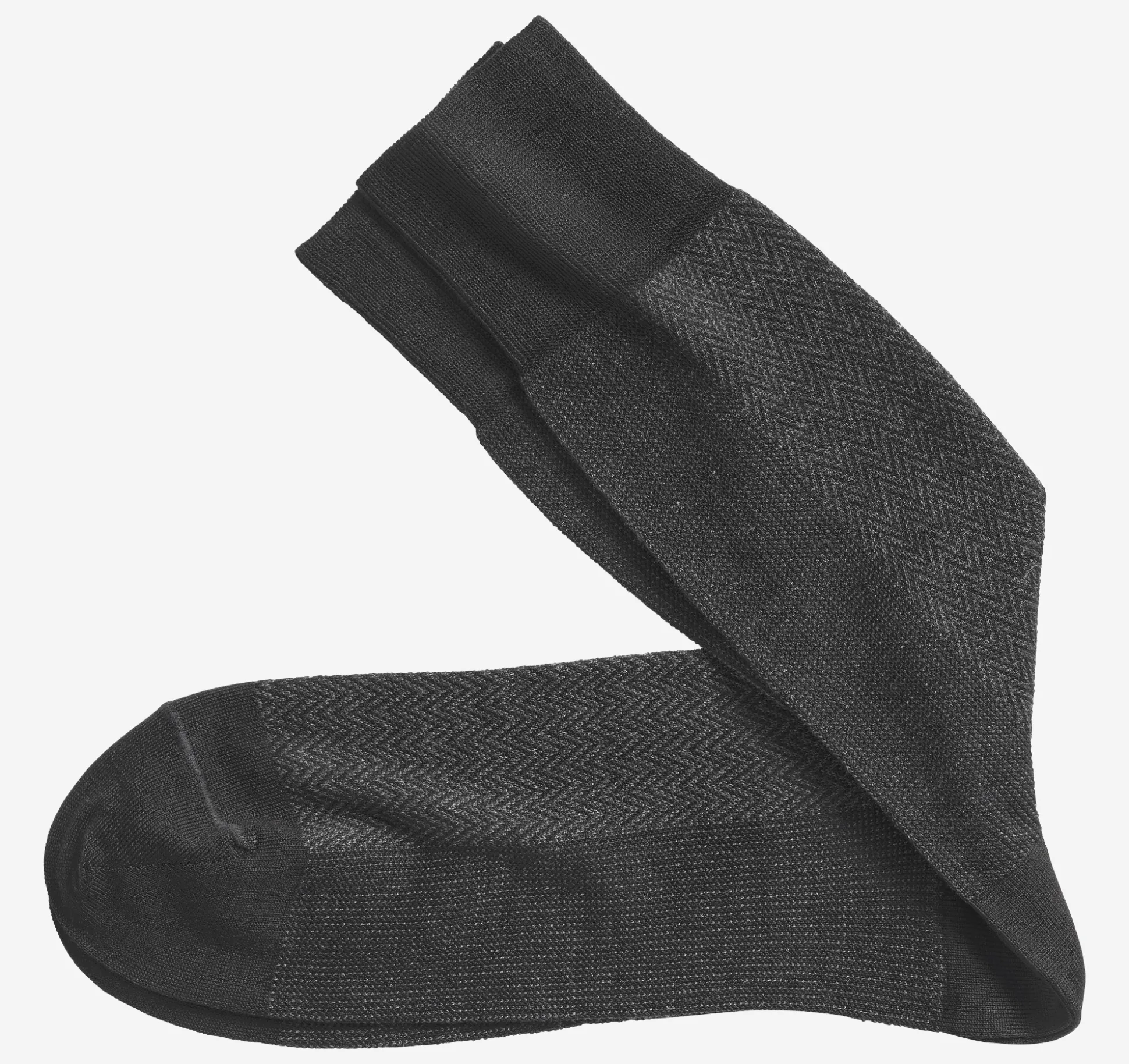 Socks^Johnston & Murphy Herringbone Panel Socks Black