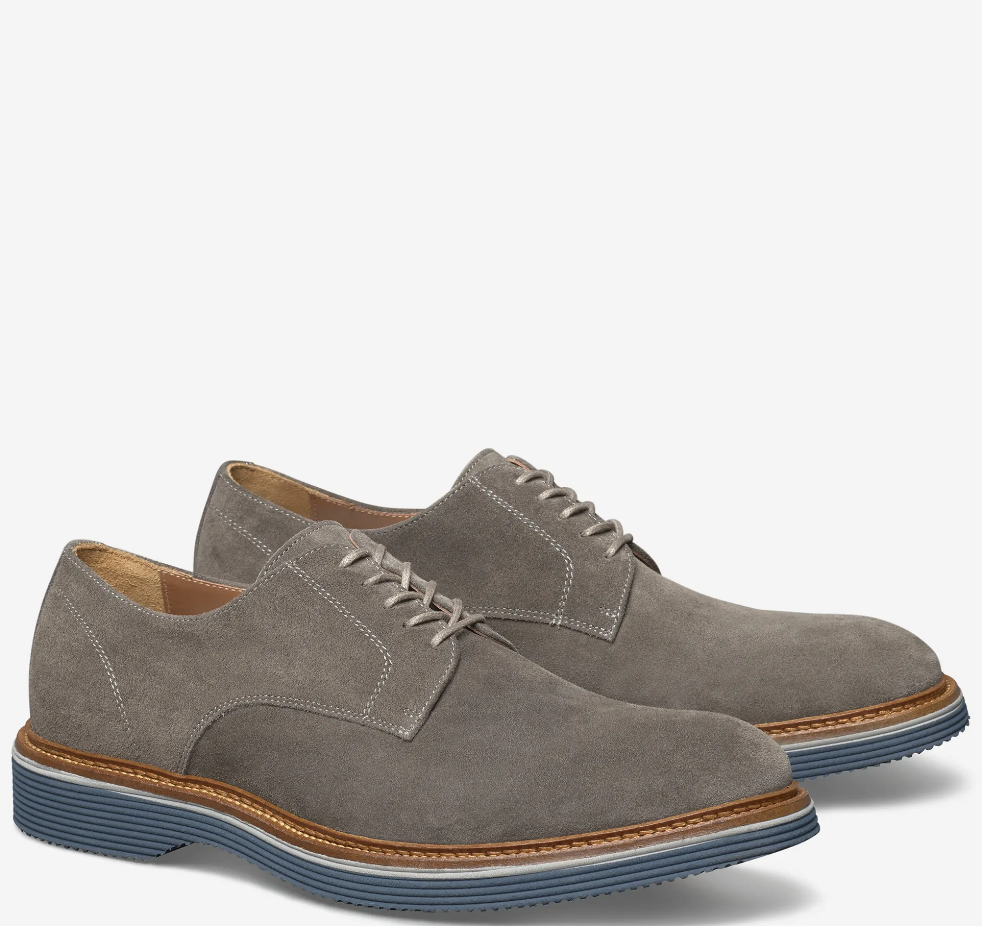 Lace-ups^Johnston & Murphy Jenson Plain Toe GrayItalianSuede