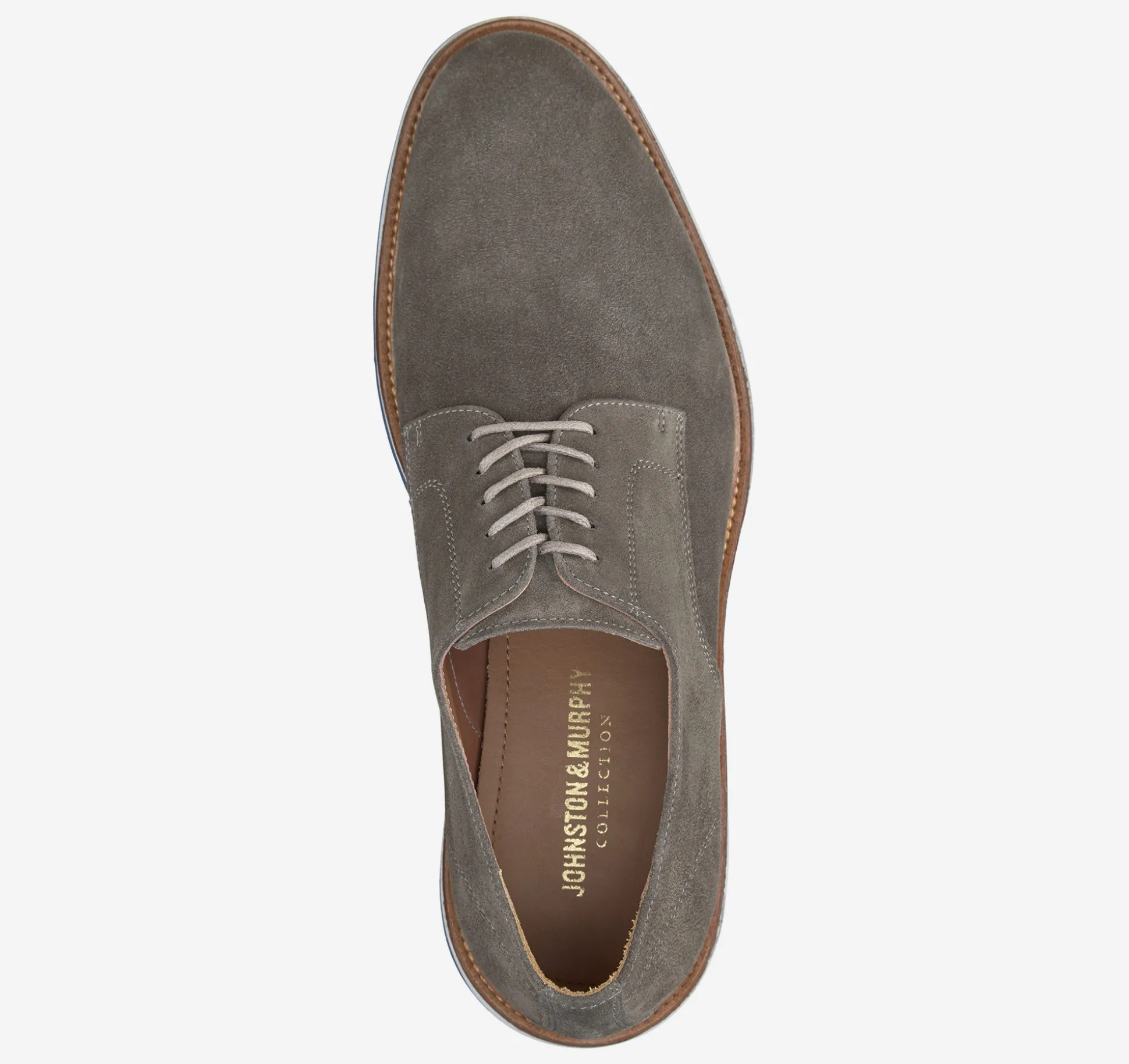 Lace-ups^Johnston & Murphy Jenson Plain Toe GrayItalianSuede