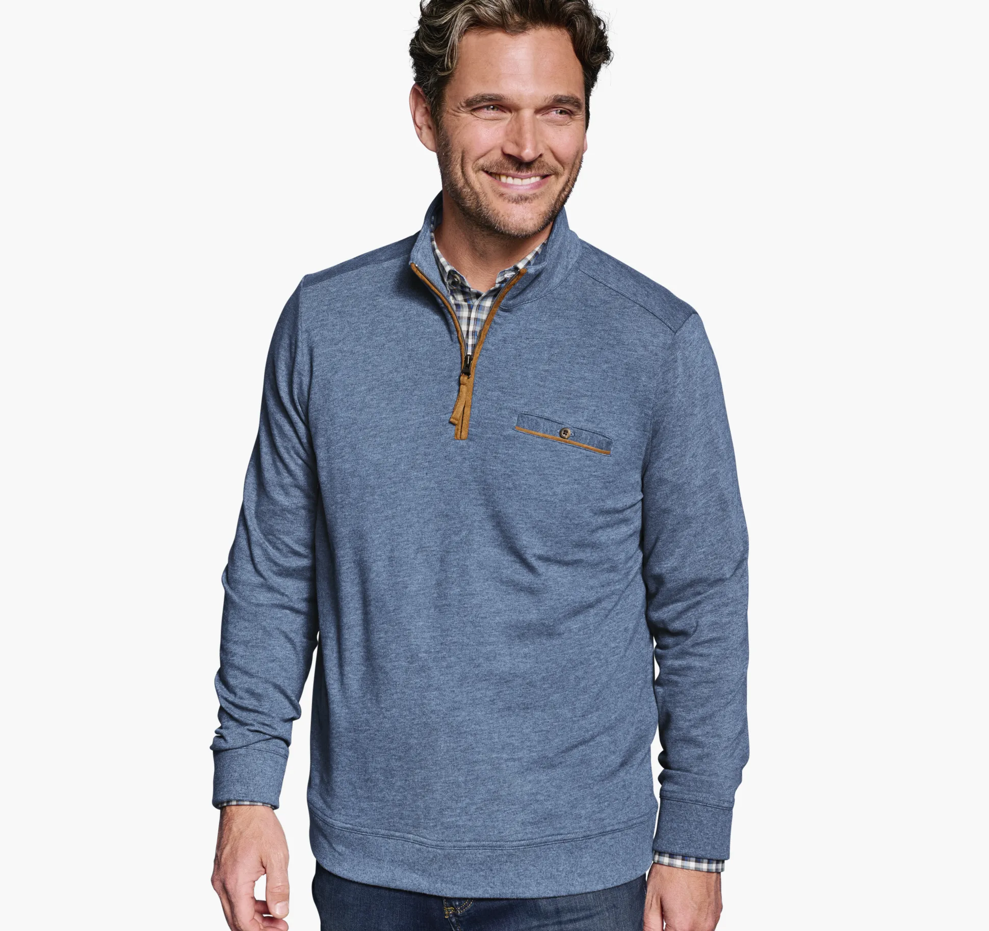 Sweaters & Knits^Johnston & Murphy Knit Quarter-Zip LightBlue