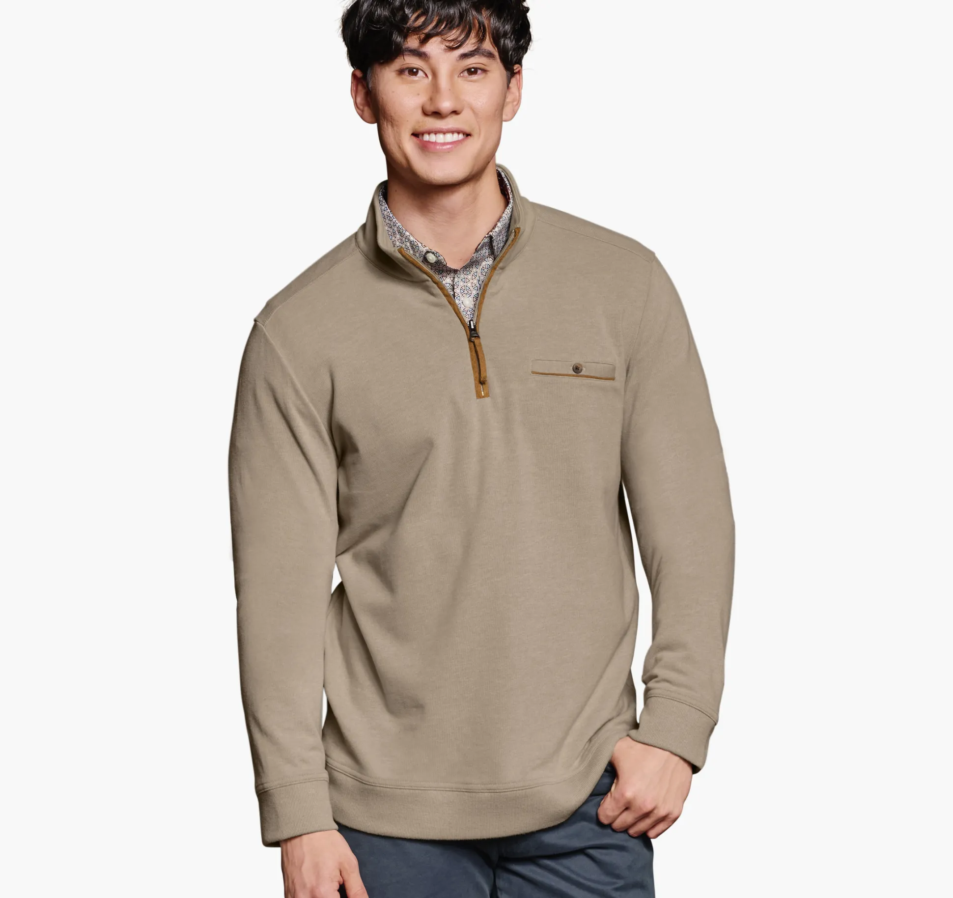 Sweaters & Knits^Johnston & Murphy Knit Quarter-Zip Oatmeal