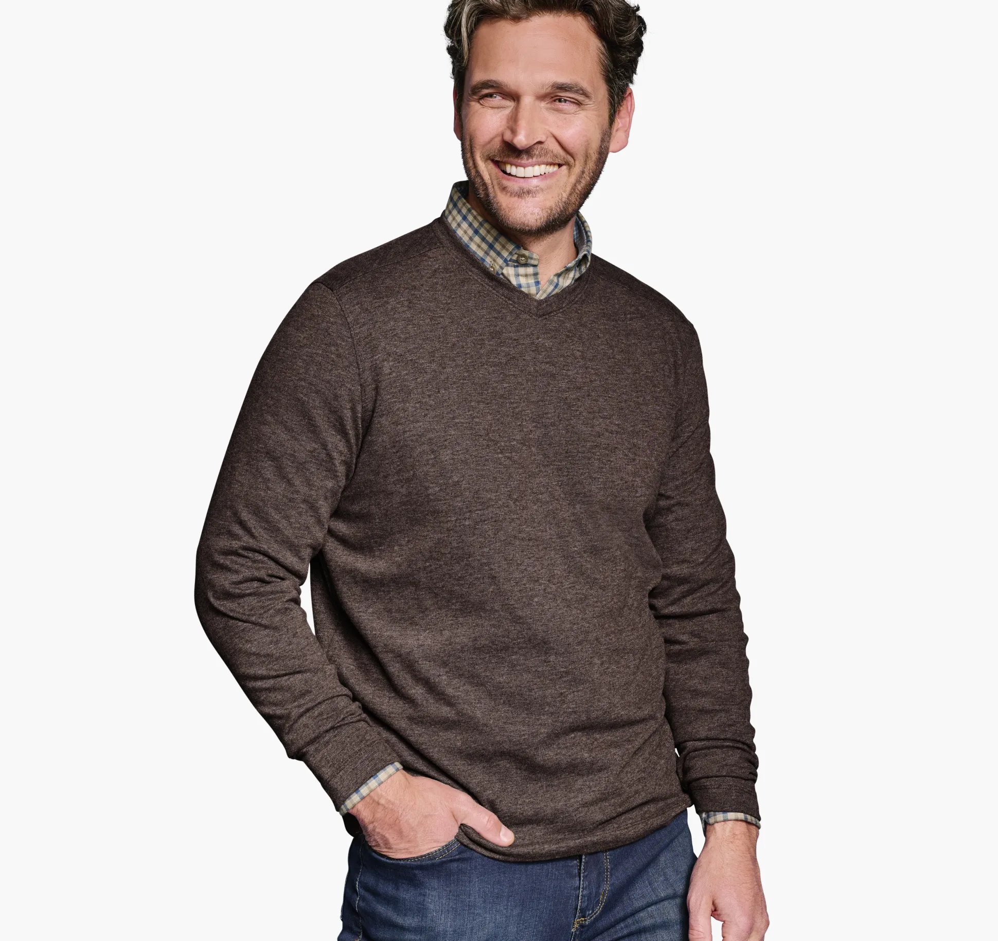 Sweaters & Knits^Johnston & Murphy Knit V-Neck DarkBrown