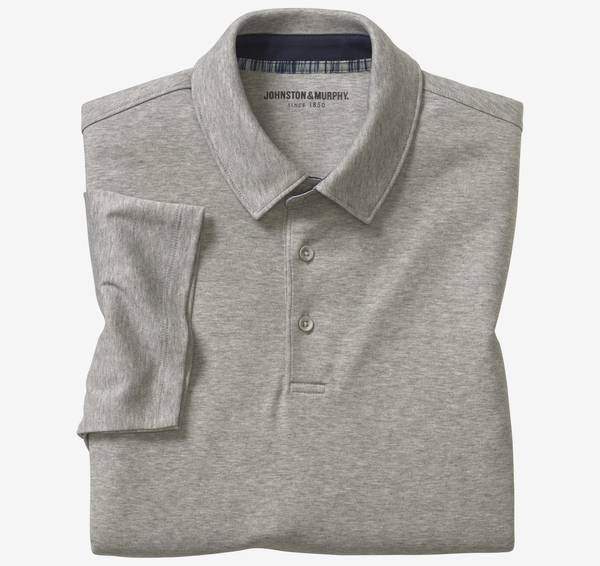 Polos & Tees^Johnston & Murphy Liquid Cotton Polo GrayHeather