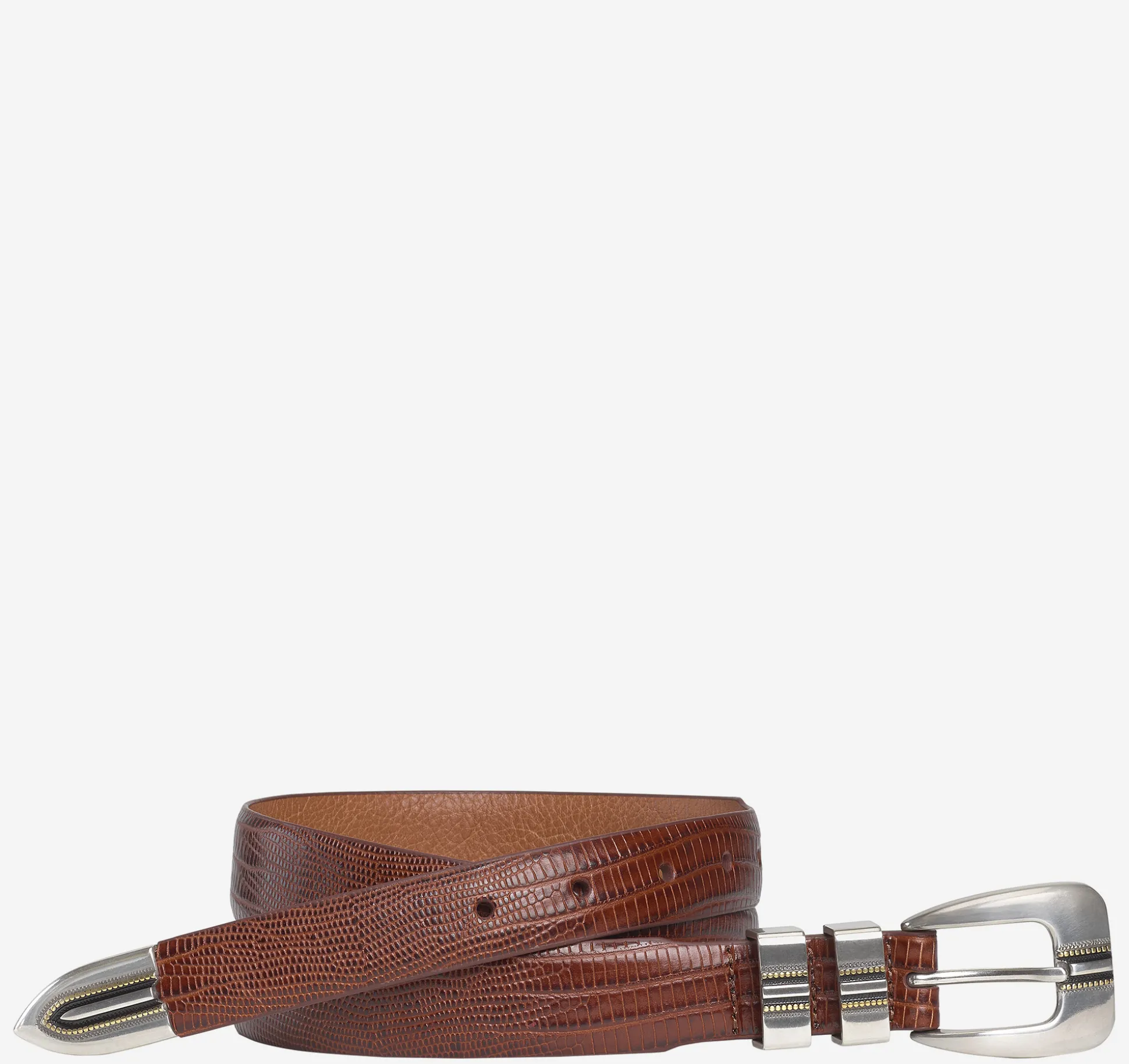 Belts^Johnston & Murphy Lizard-Grain Ranger Belt Cognac