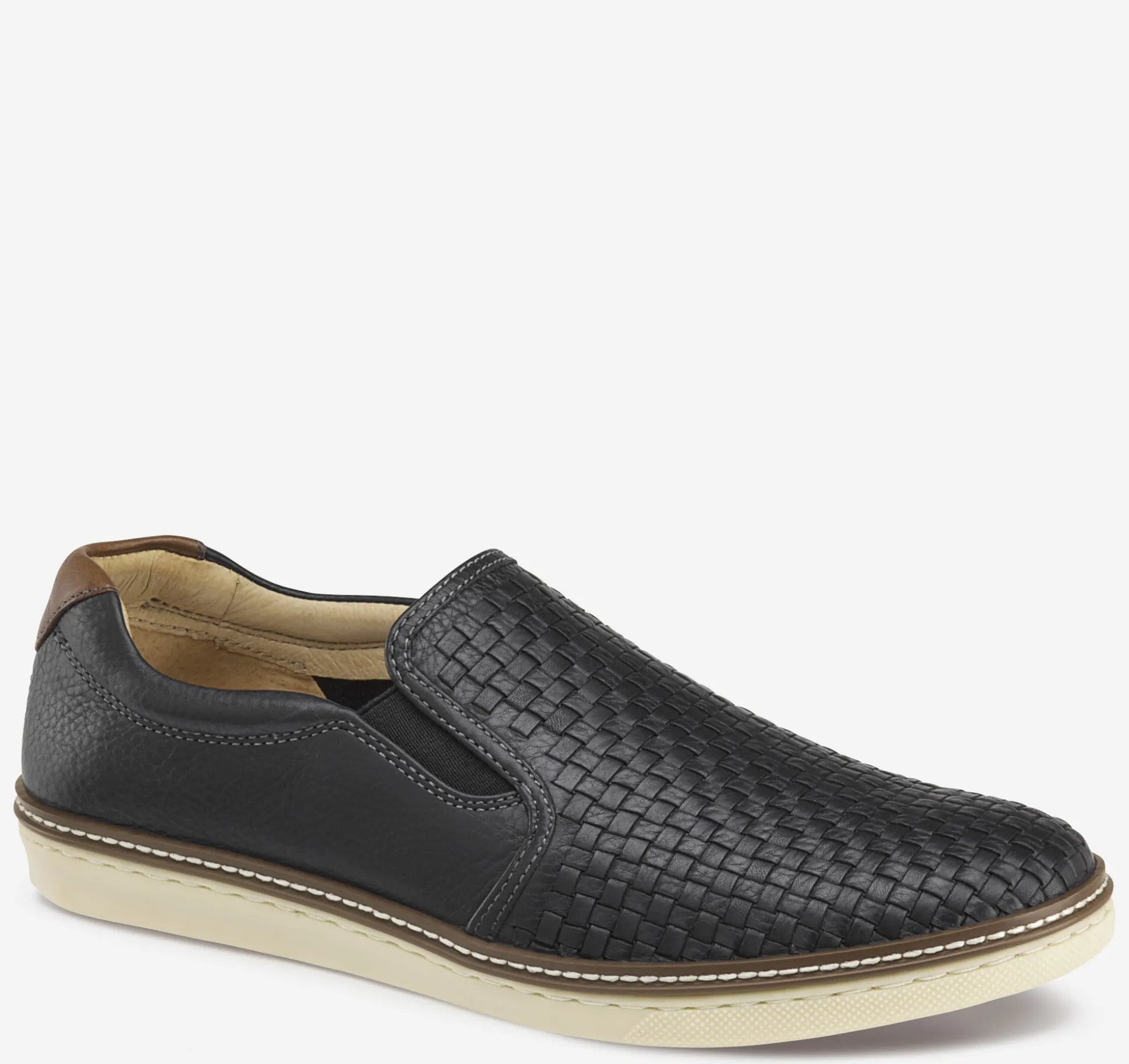 Slip-ons & Loafers^Johnston & Murphy McGuffey Woven Slip-On BlackFullGrainLeather