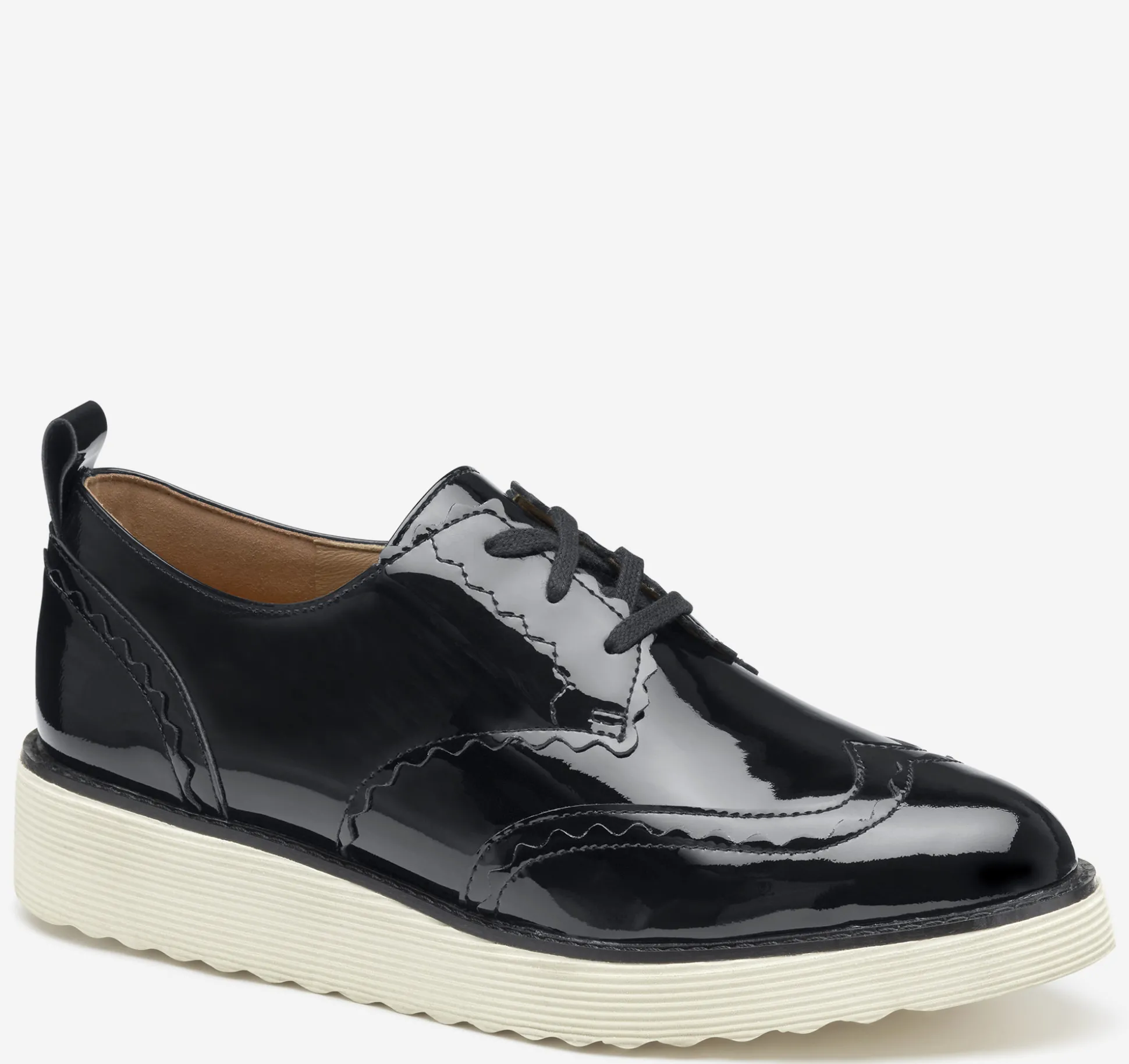Mules & Loafers^Johnston & Murphy Mitzi Scalloped Wingtip BlackPatentLeather