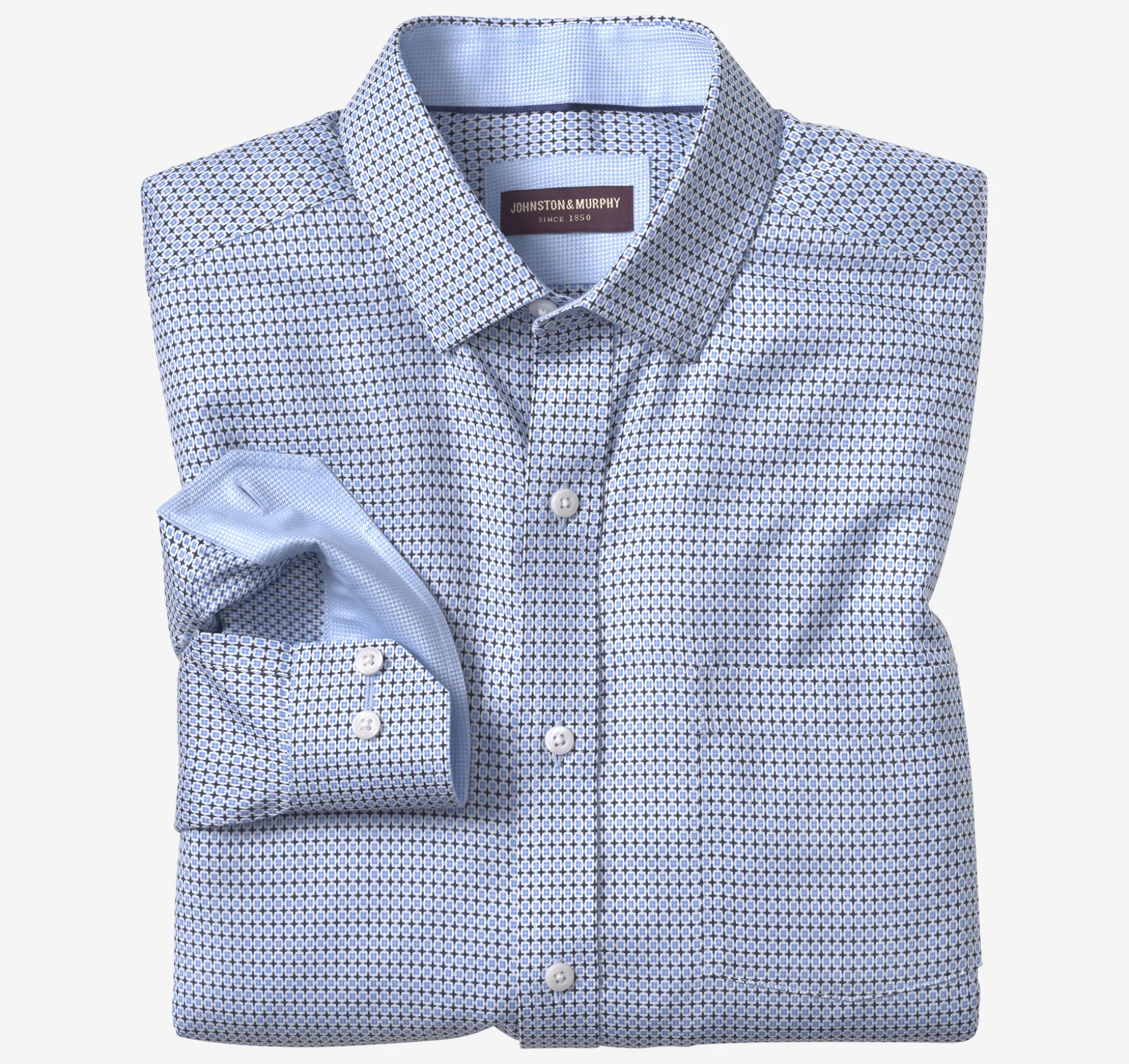 Shirts^Johnston & Murphy Non-Iron Dress Shirt BlueOutlinedSquares