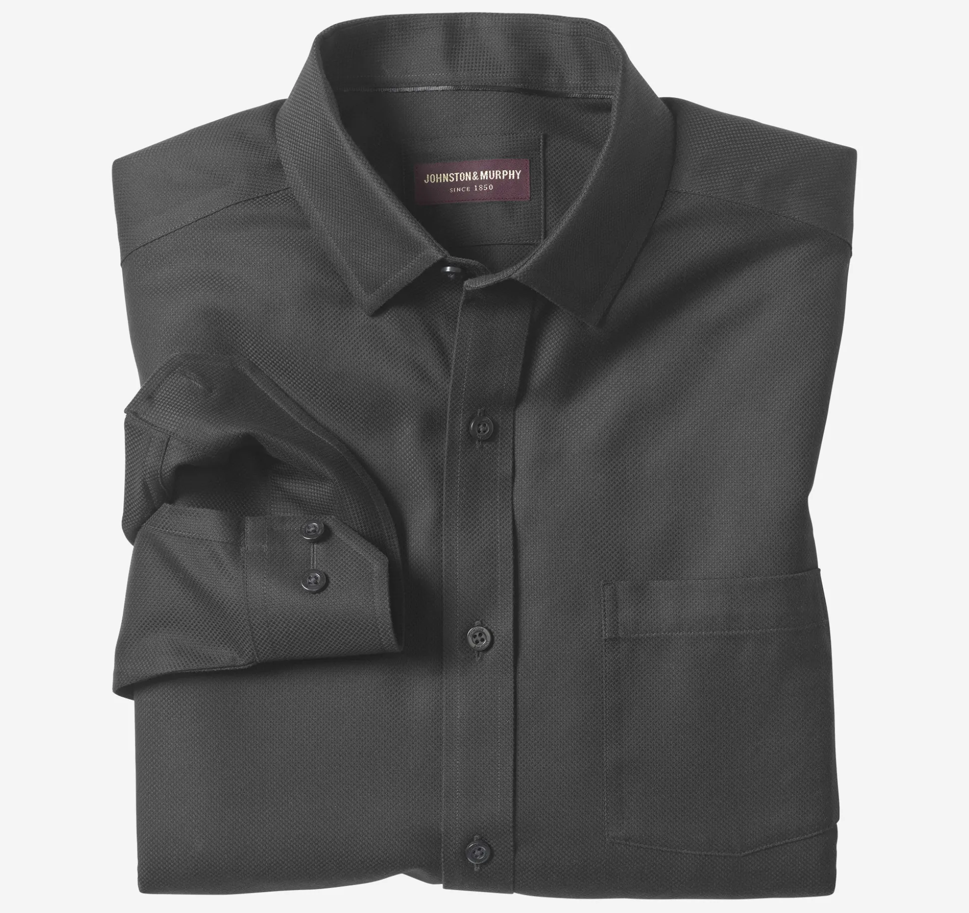 Shirts^Johnston & Murphy Non-Iron Dress Shirt BlackSolidBirdseye