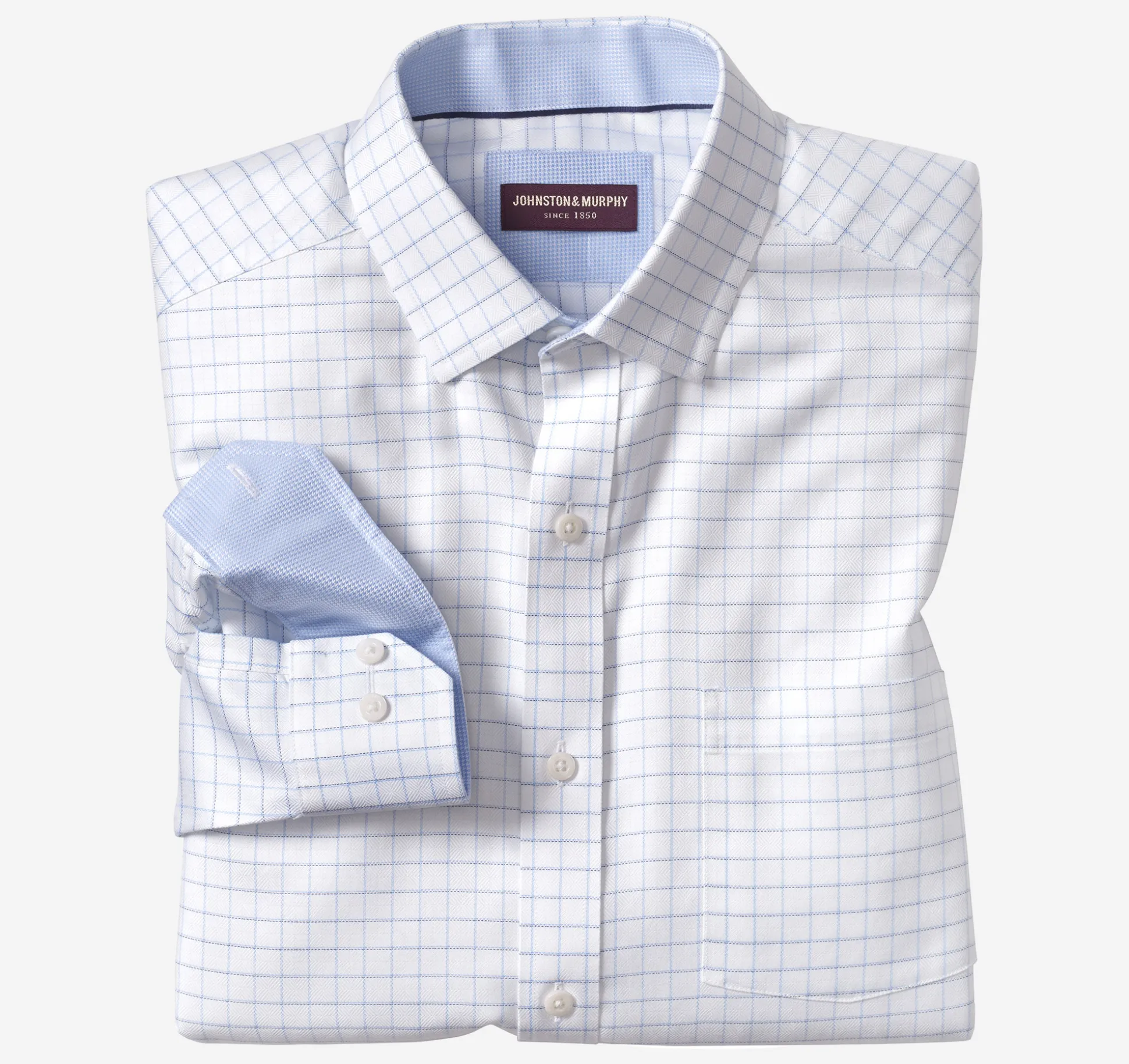 Shirts^Johnston & Murphy Non-Iron Dress Shirt WhiteWindowpane