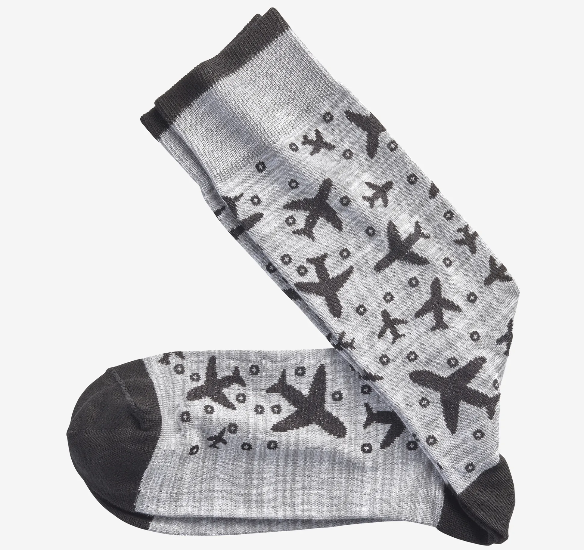 Socks^Johnston & Murphy Novelty Socks GrayPlanes