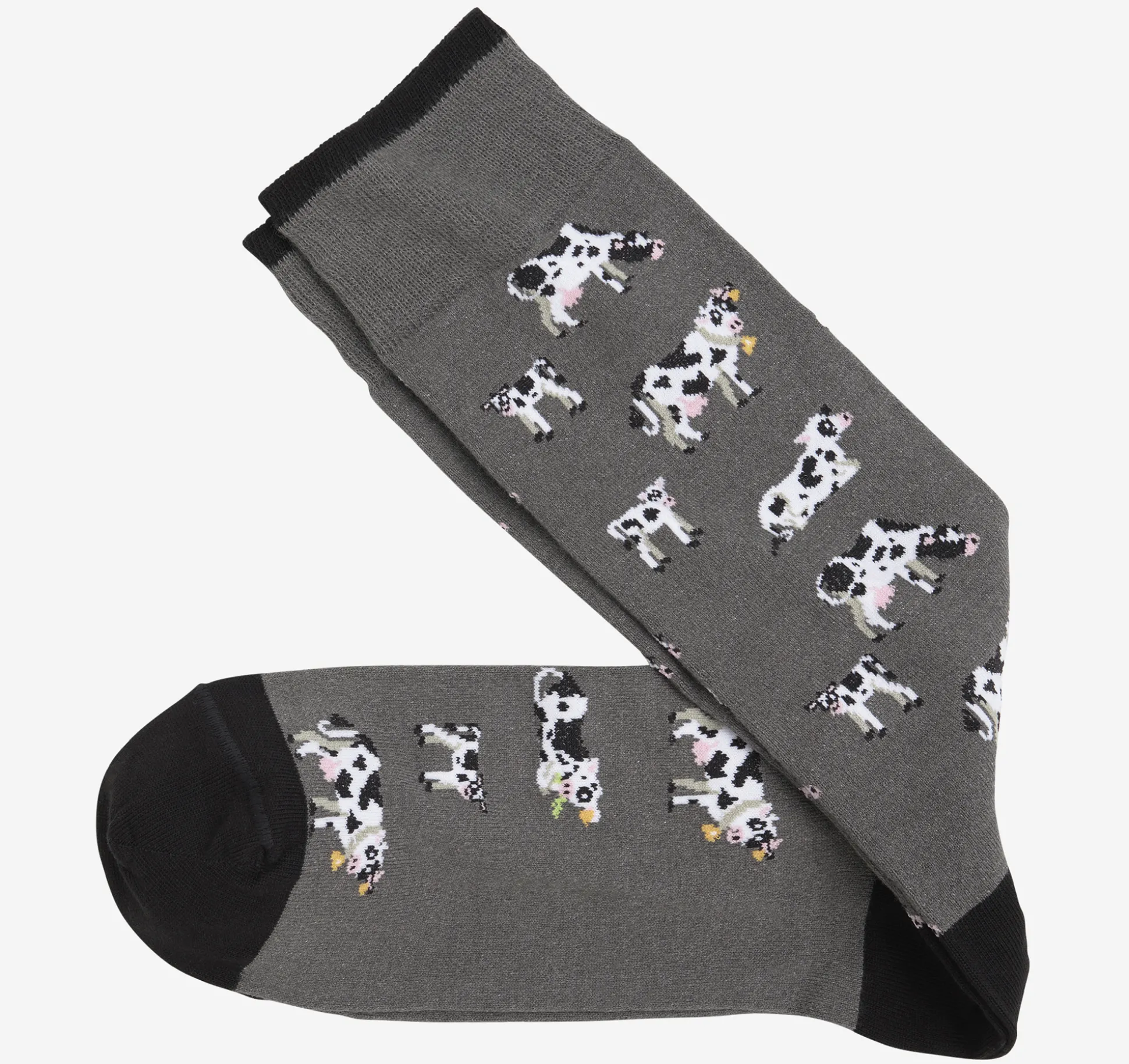 Socks^Johnston & Murphy Novelty Socks GrayCow