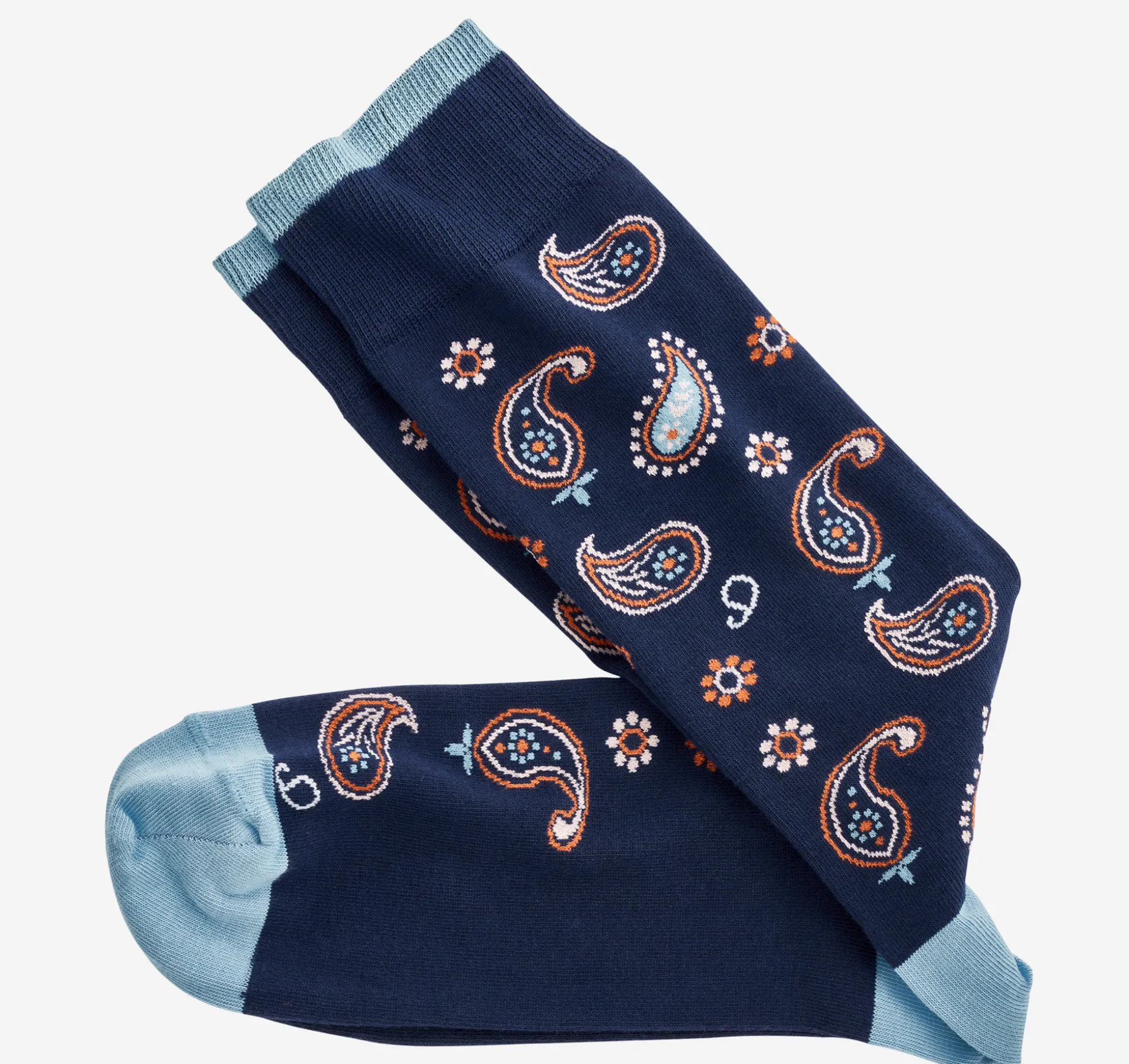 Socks^Johnston & Murphy Novelty Socks NavyPaisley